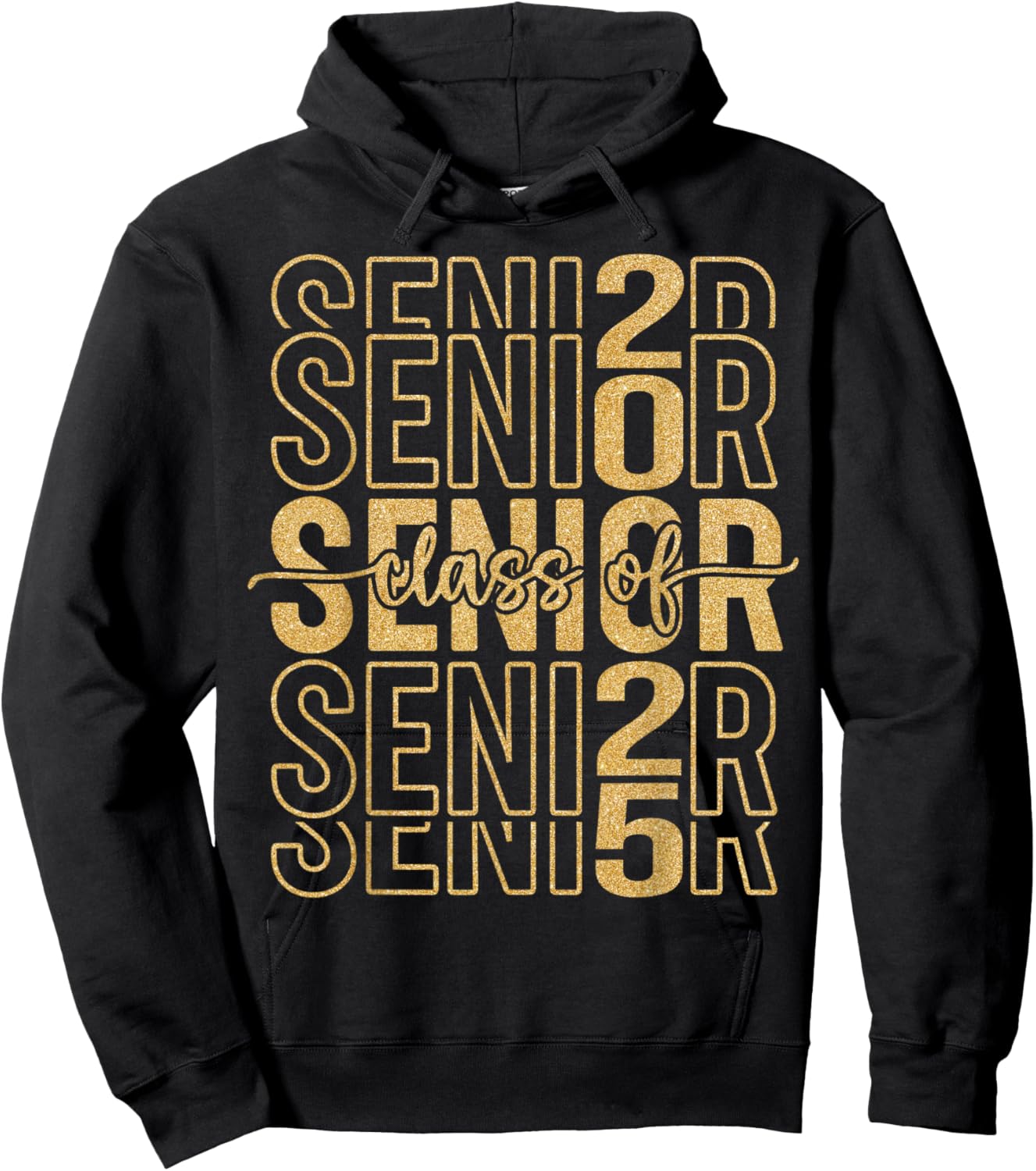 Senior 2025 Class of 2025 Graduate Gold Black Senior Mom Hoodie - Hoodie | Black