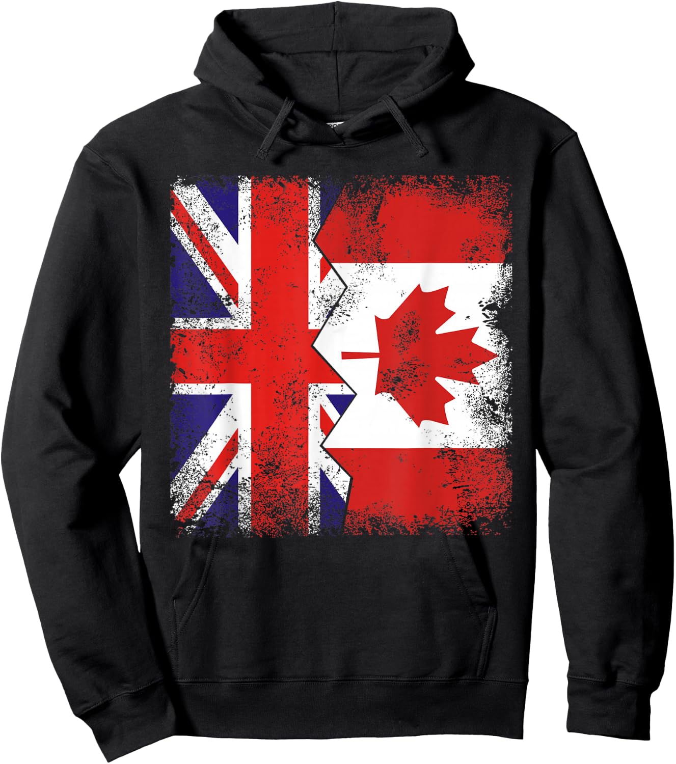 Canadian Roots | Half British Flags | UK Canada Vintage Hoodie - Hoodie | Black