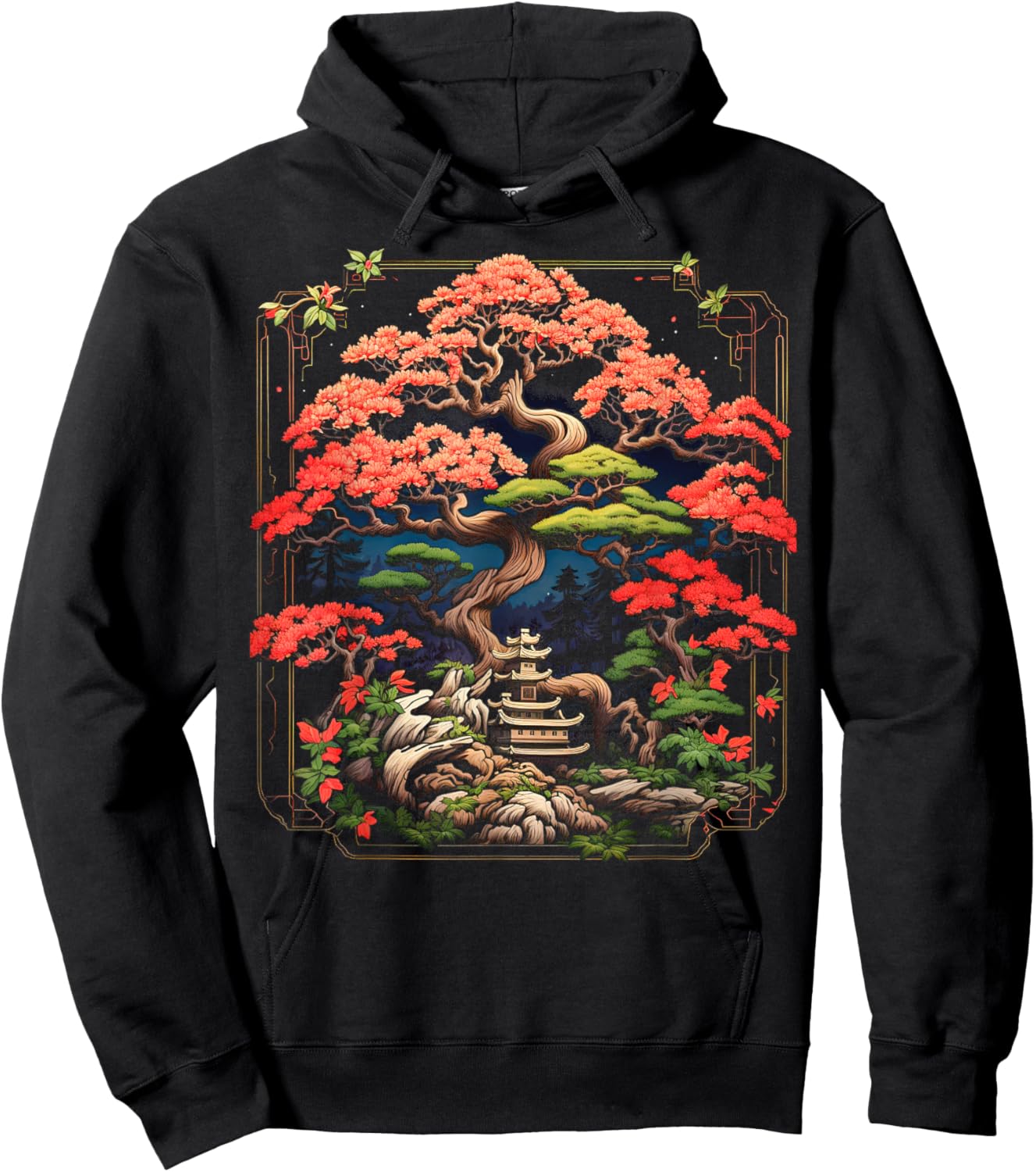 Japanese Art Gardening Retro Bonsai Hoodie - Hoodie | Black