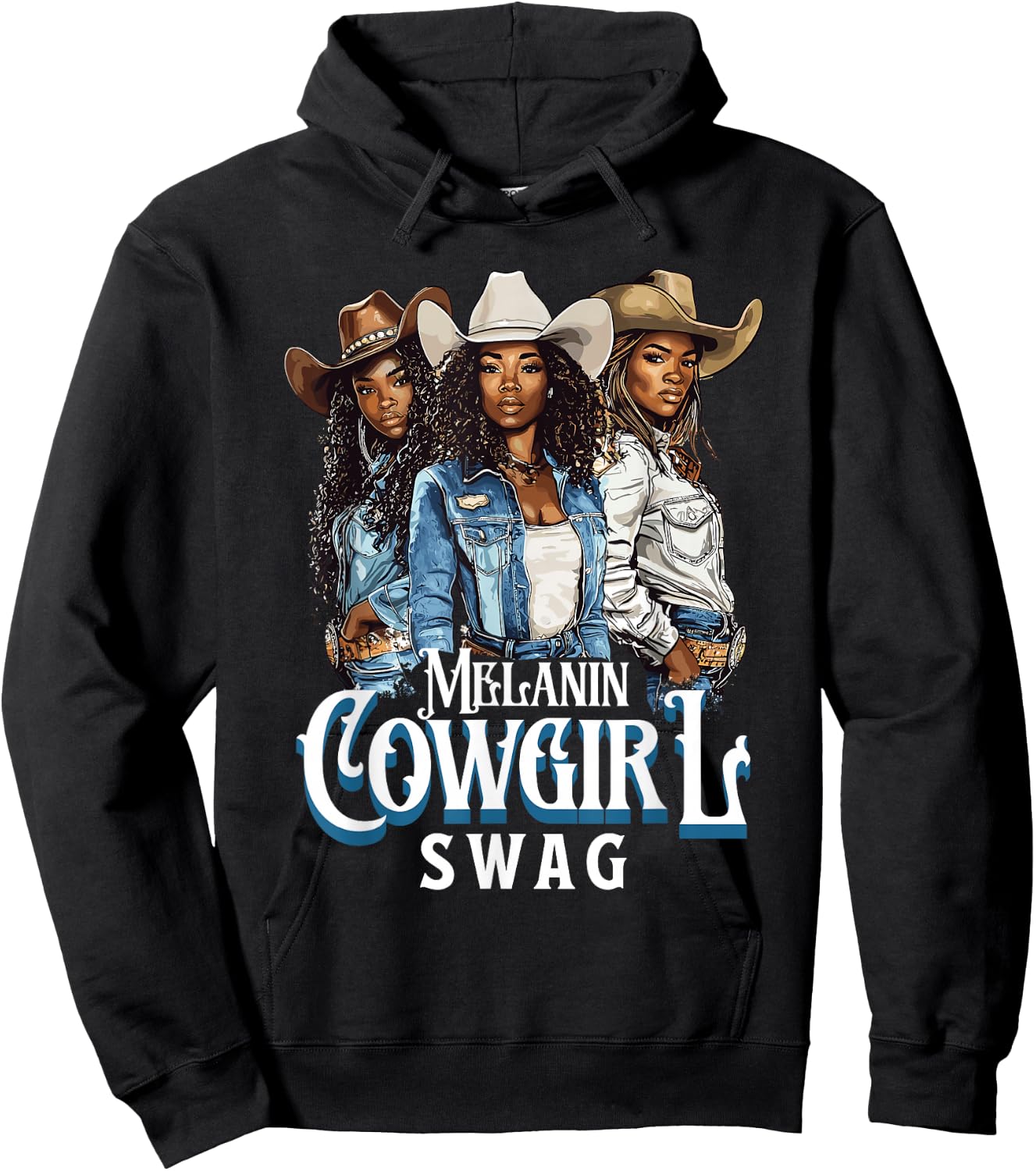 Melanin Cowgirl Swag African American History Western Rodeo Hoodie - Hoodie | Black