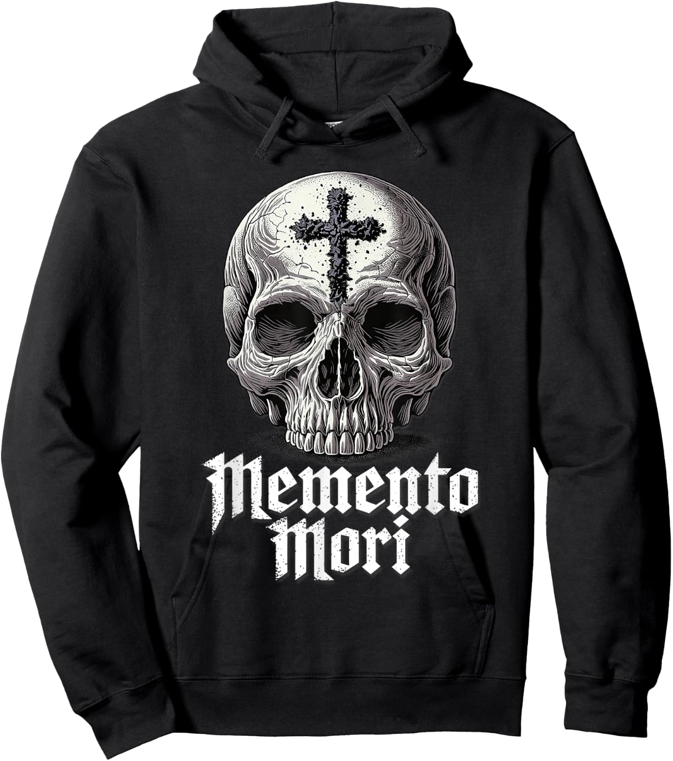 Memento Mori Catholic Crucifix Traditional Latin Mass Skull Hoodie - Hoodie | Black