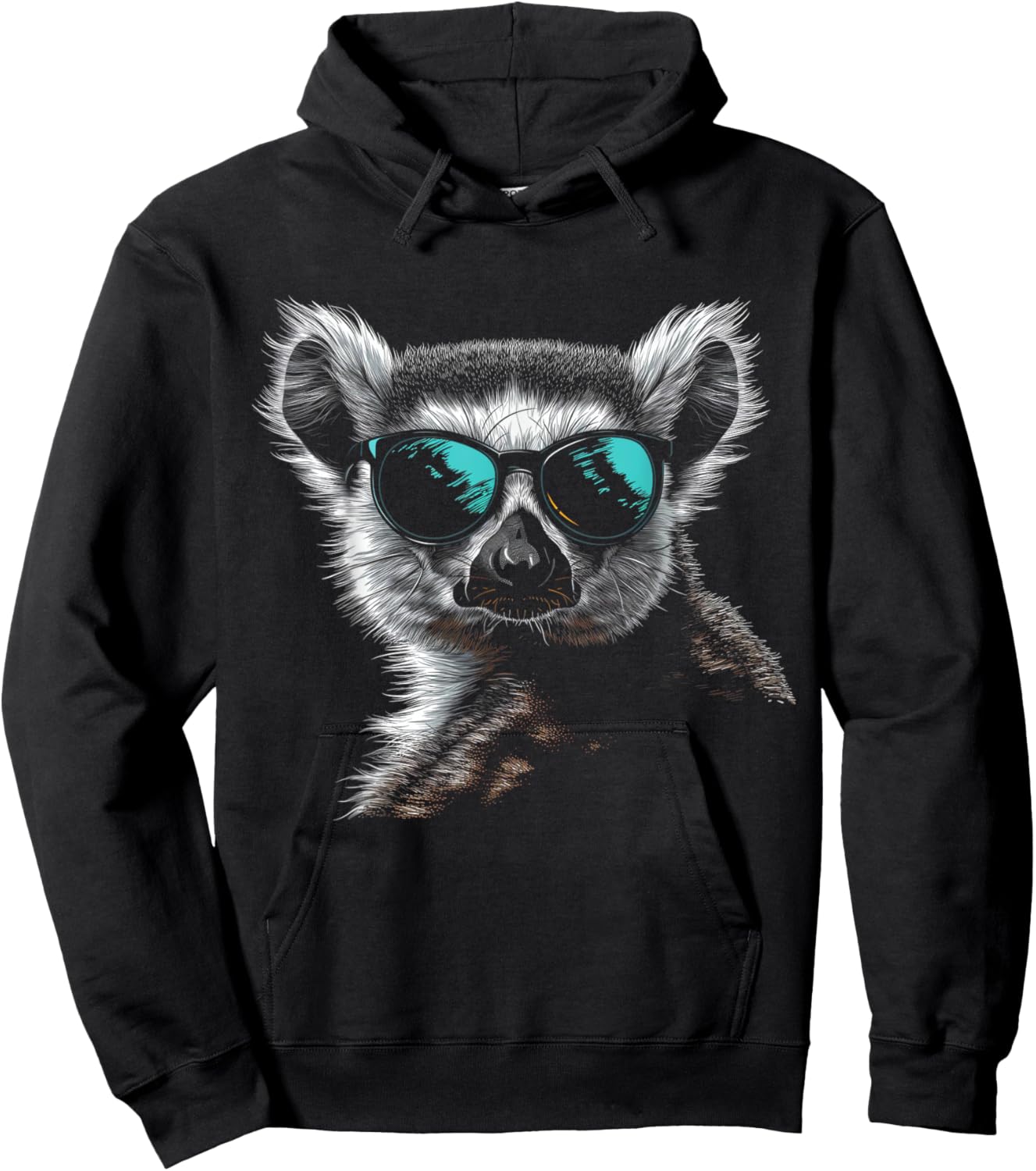 Lemur Wearing Sunglasses Funny Animal Monkey Lemur Lover Hoodie - Hoodie | Black