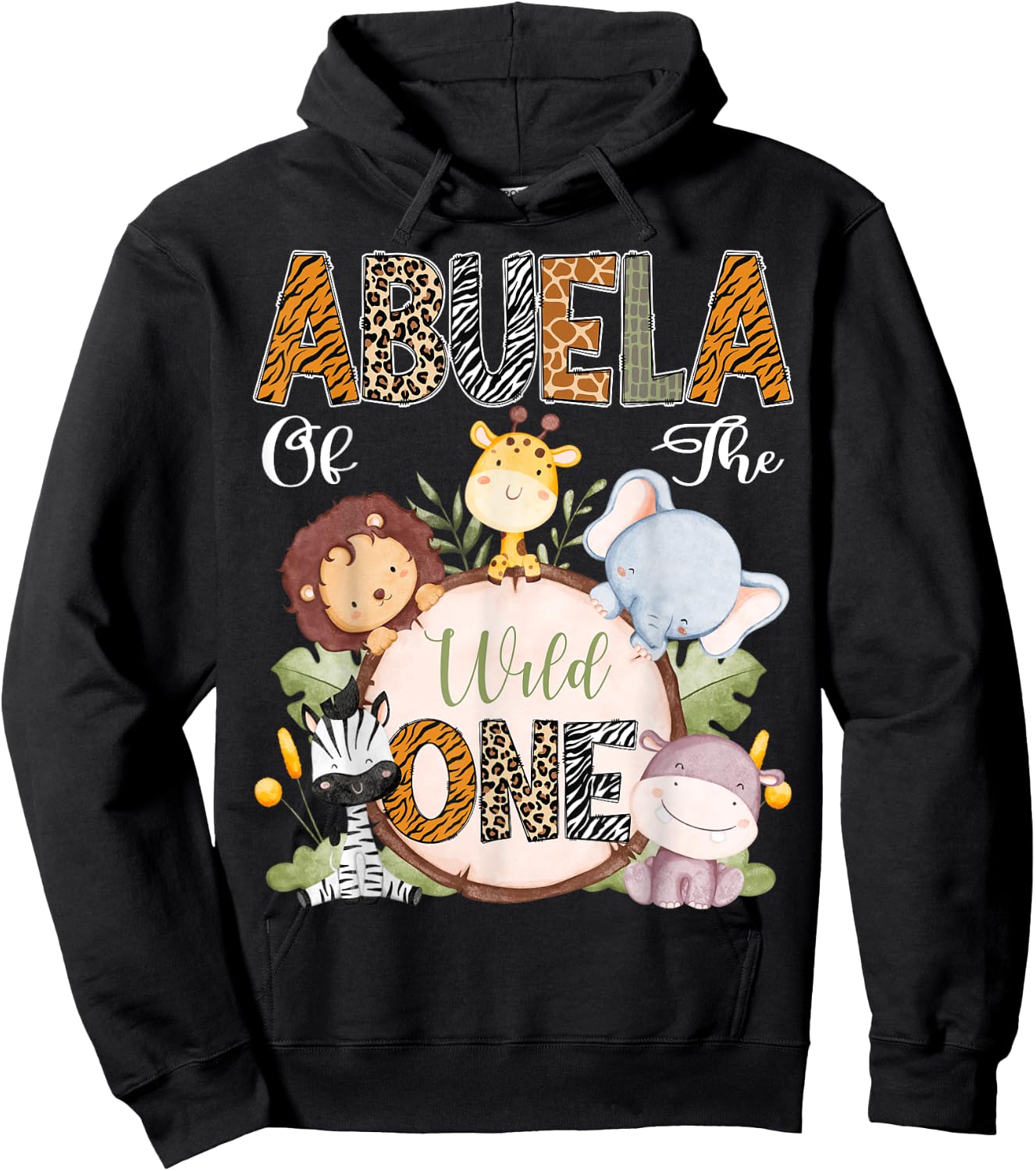 Abuela Of The Wild One 1St Birthday Safari Woodland Hoodie - Hoodie | Black