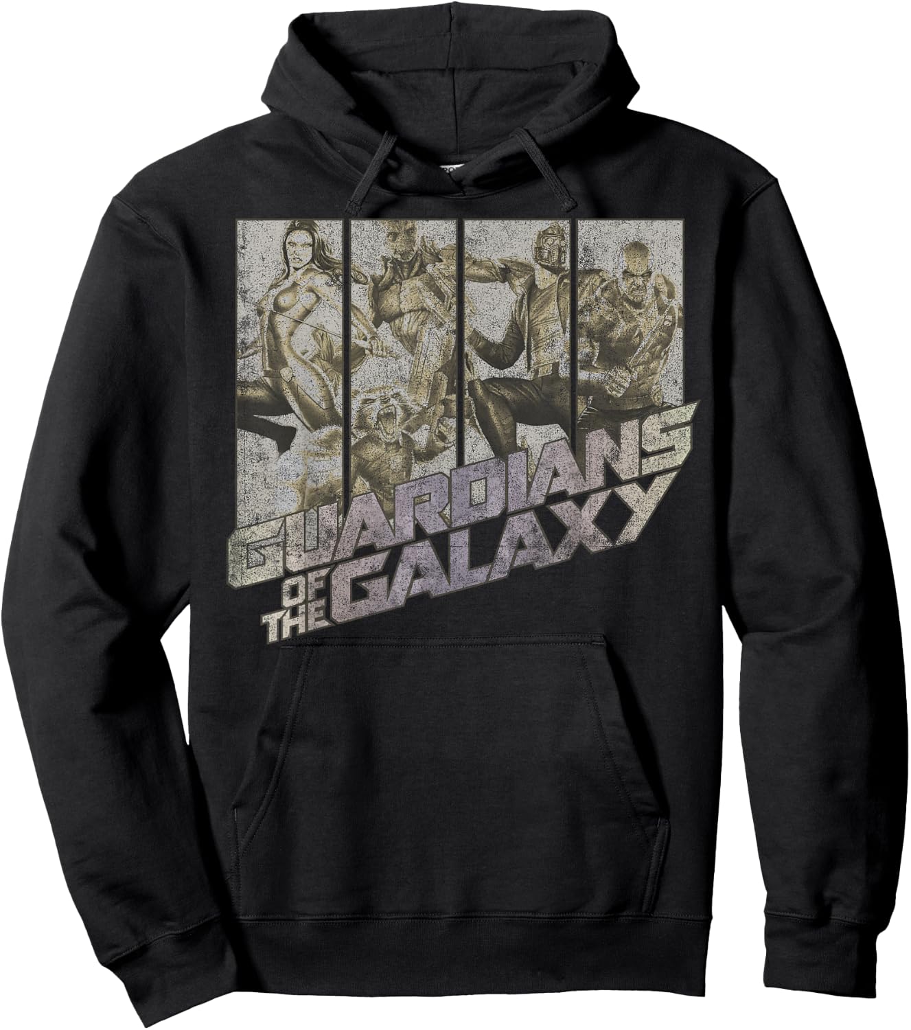 Marvel Guardians of The Galaxy Group Shot Distressed Panels Hoodie - Hoodie | Black