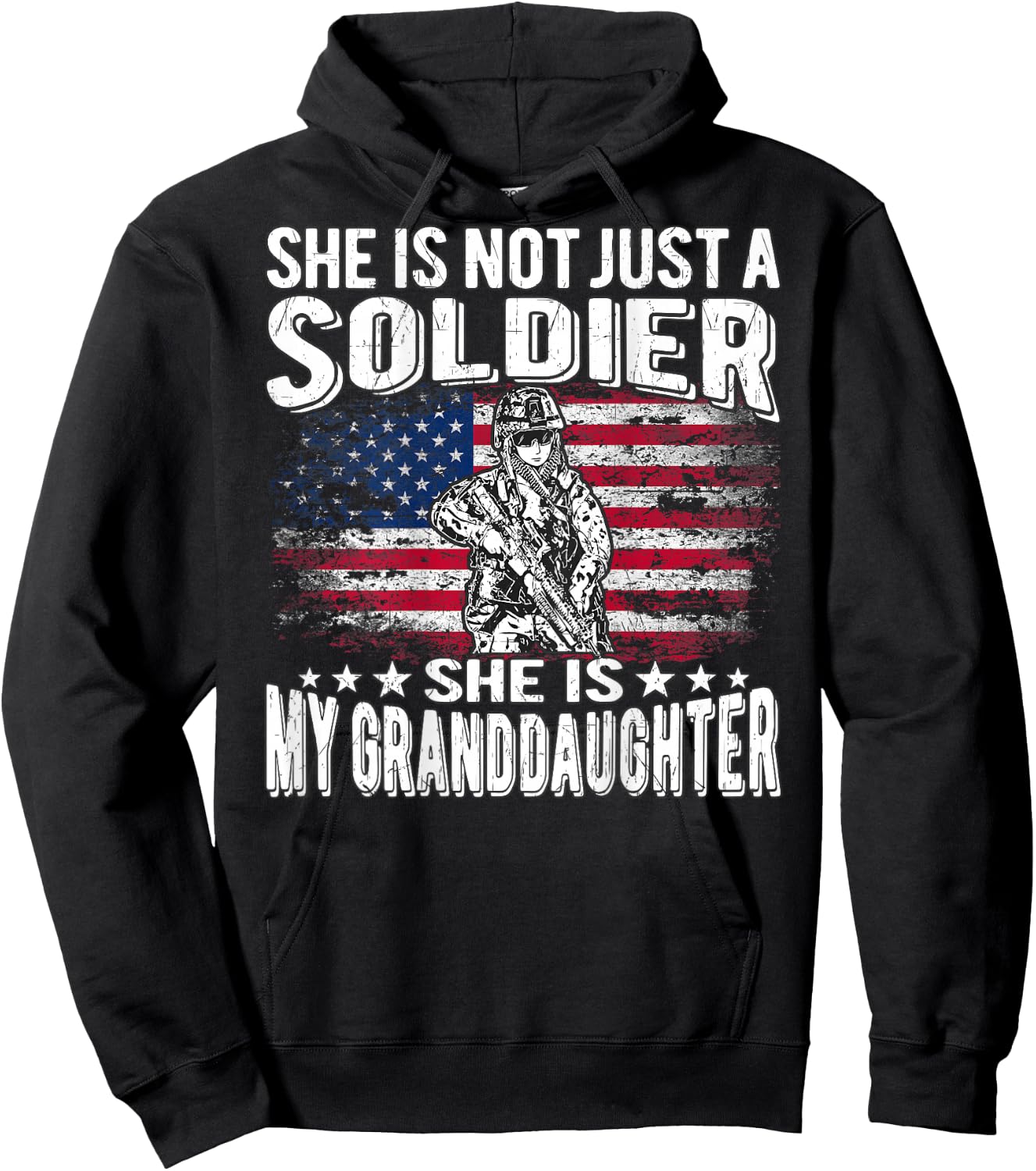 My Granddaughter Is A Soldier - Proud Military Grandparent Hoodie - Hoodie | Black