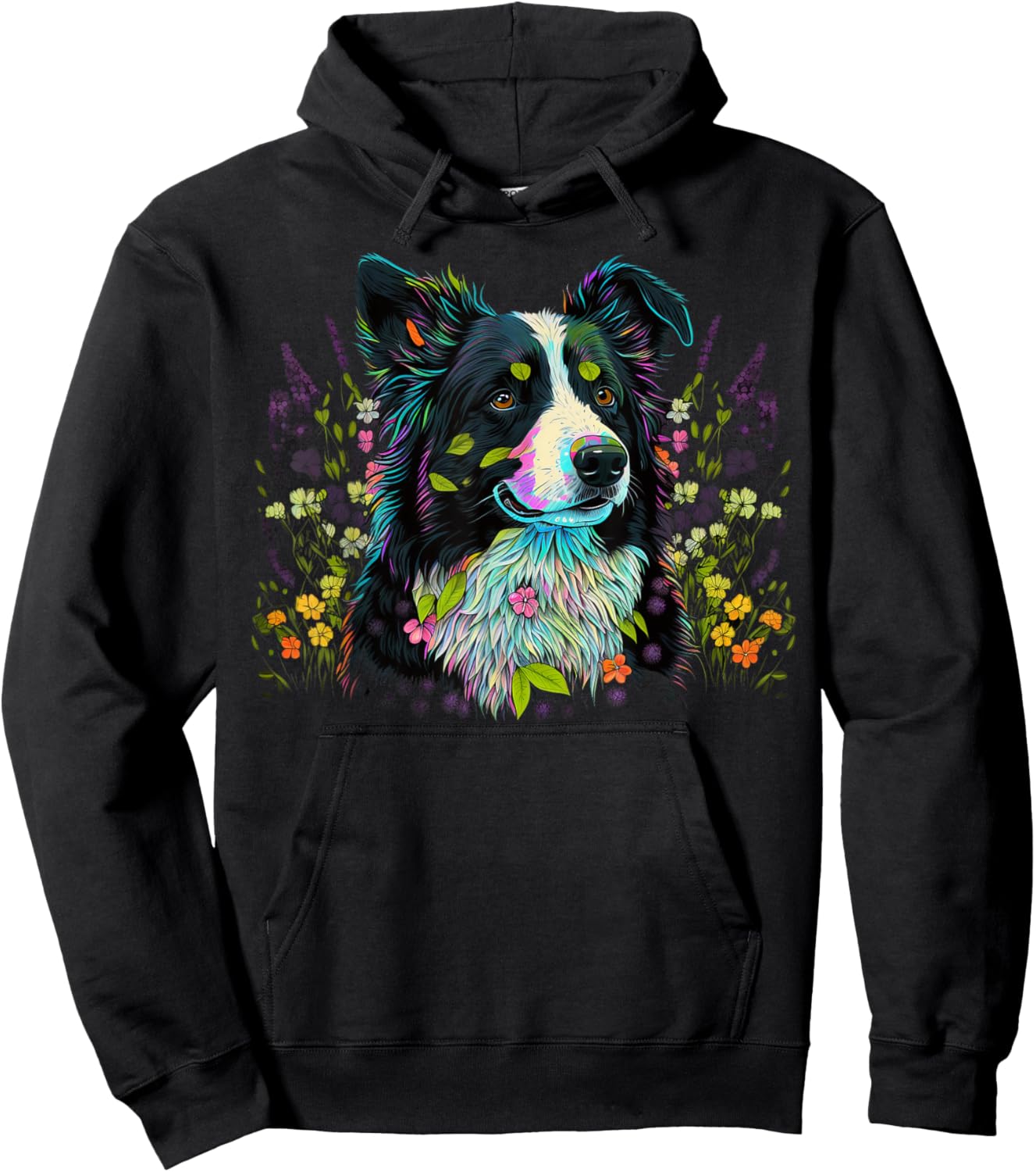 Cute Flower summer Floral Border Collie Hoodie - Hoodie | Black