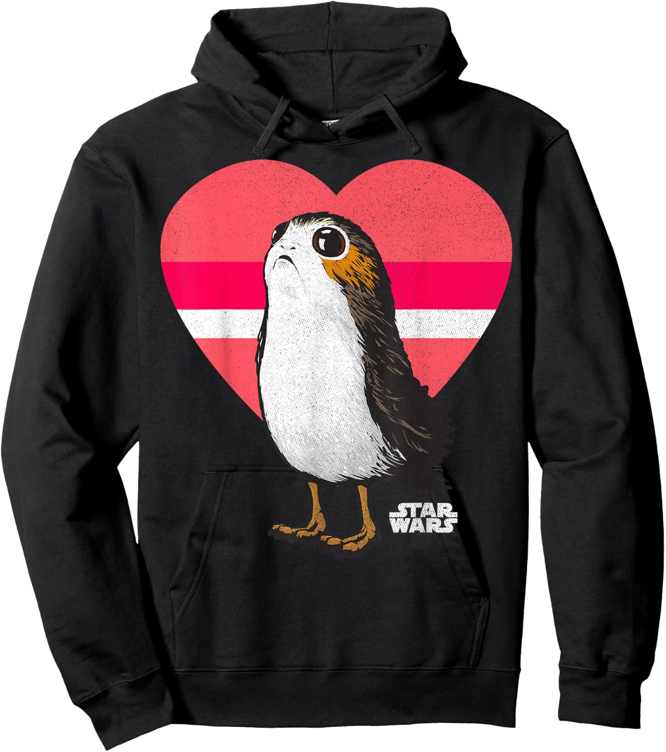 Star Wars Porg Big Love Heart Valentine's Day Hoodie - Hoodie | Black