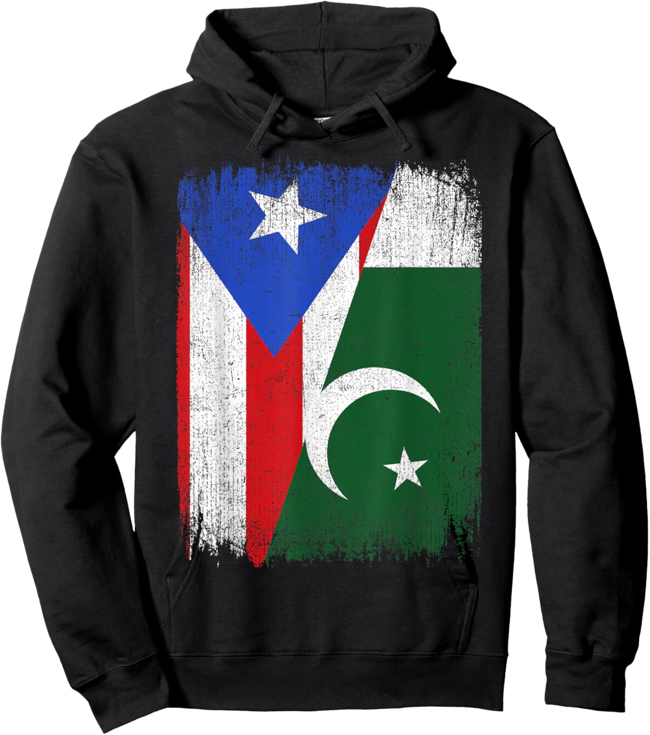 Half Puerto Rico Pakistan Flag Pakistani Pride Roots Hoodie - Hoodie | Black