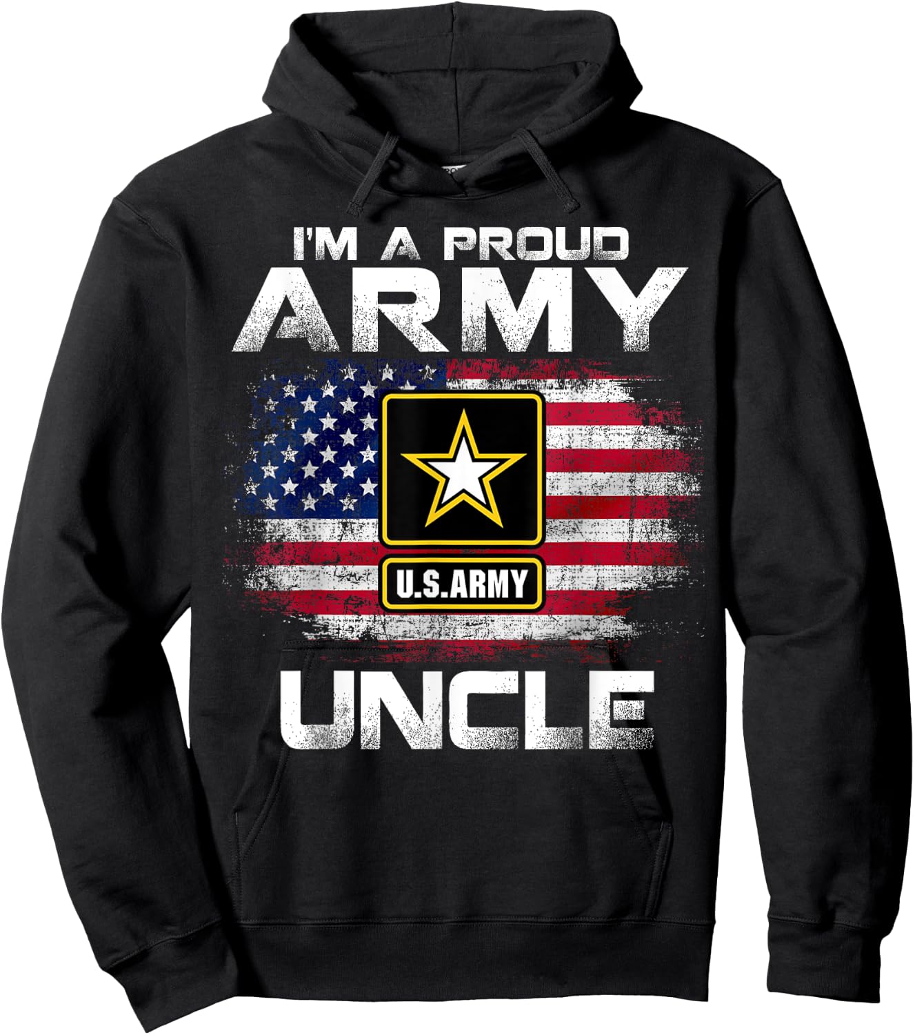 I'm A Proud Army Uncle With American Flag For Veteran Gift Hoodie - Hoodie | Black
