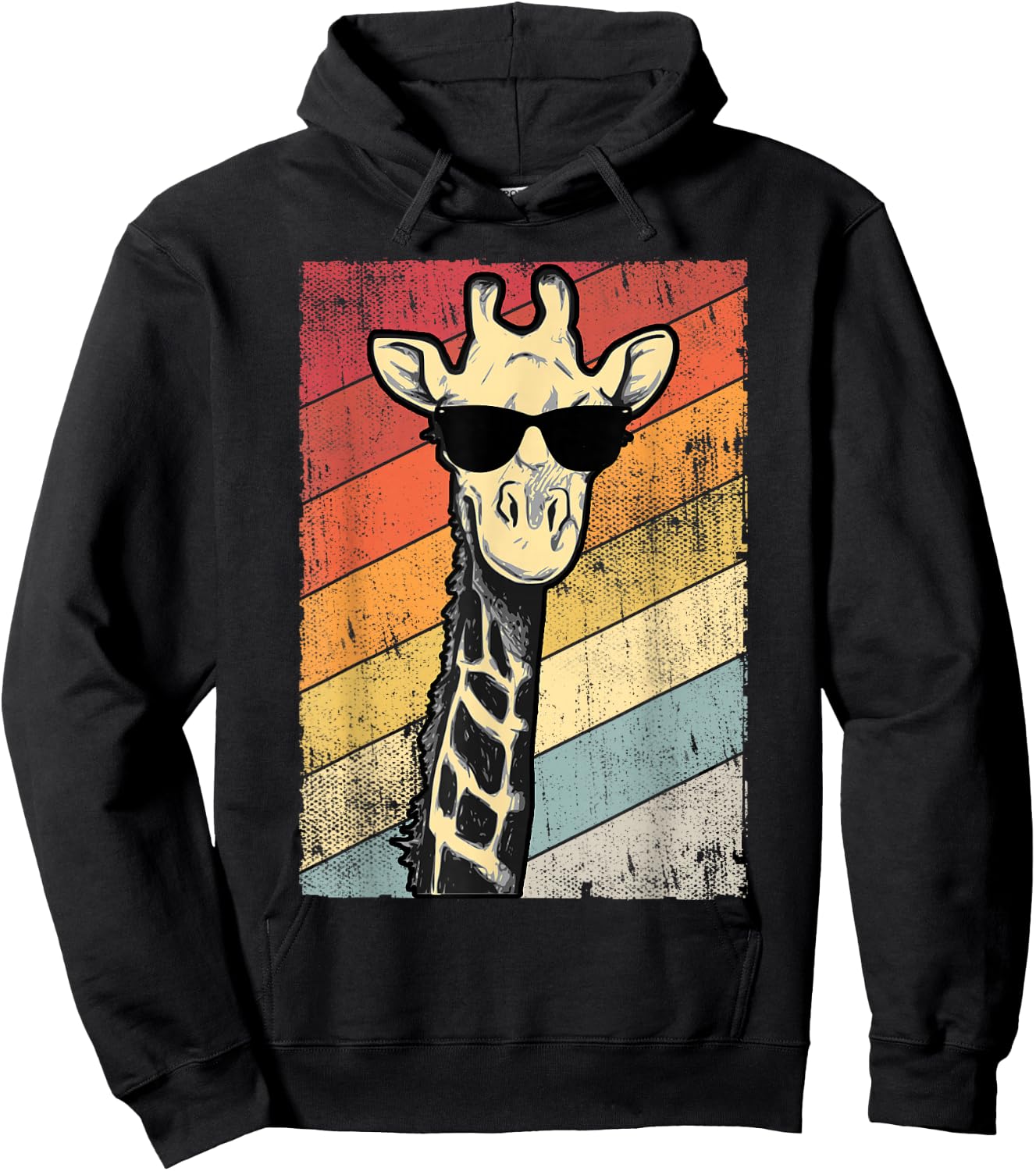 Retro Vintage Giraffe Sunglasses Gift Funny Animal Lover Hoodie - Hoodie | Black