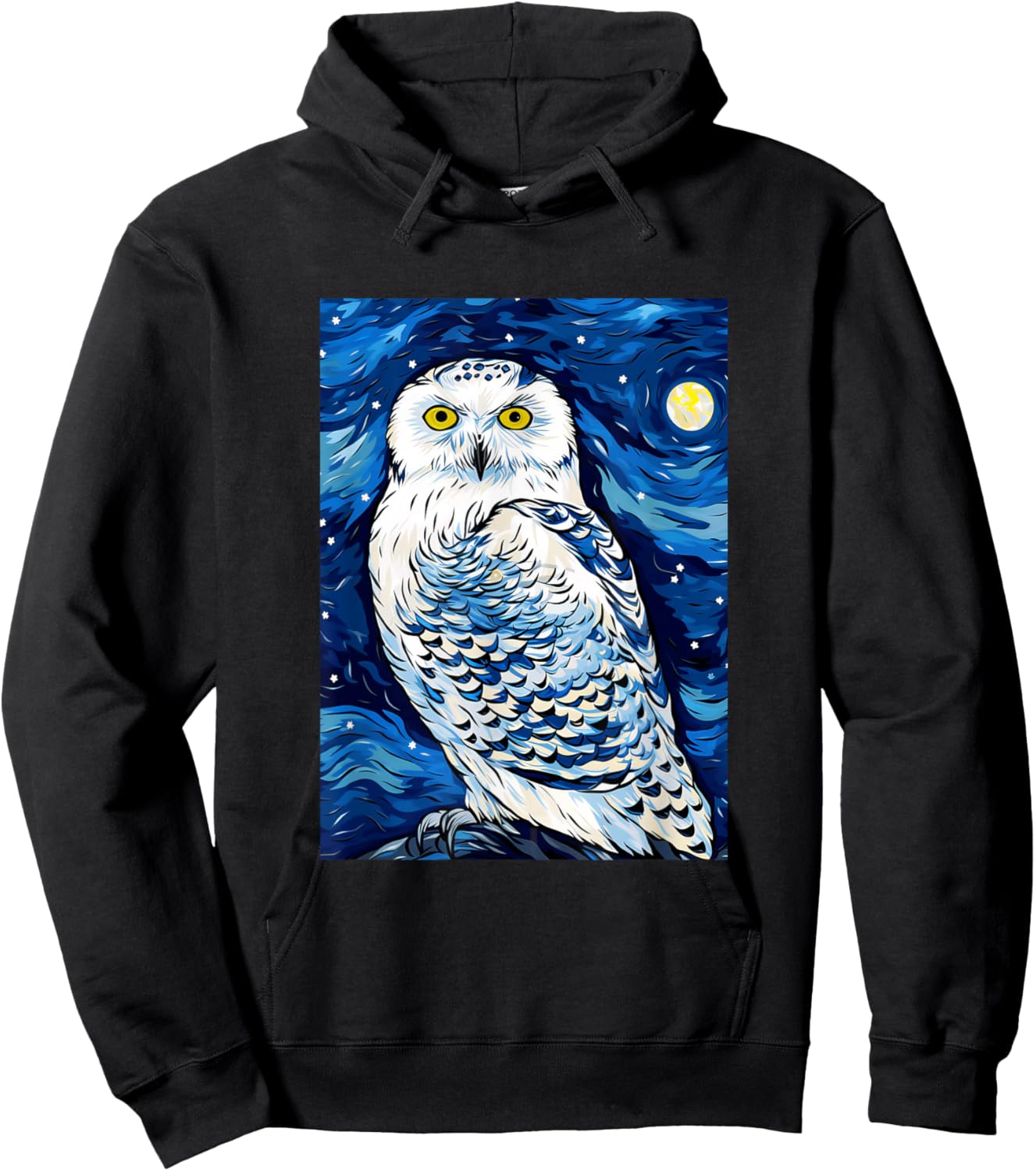 Snowy Owl Starry Night Painting Men Women Kids Hoodie - Hoodie | Black