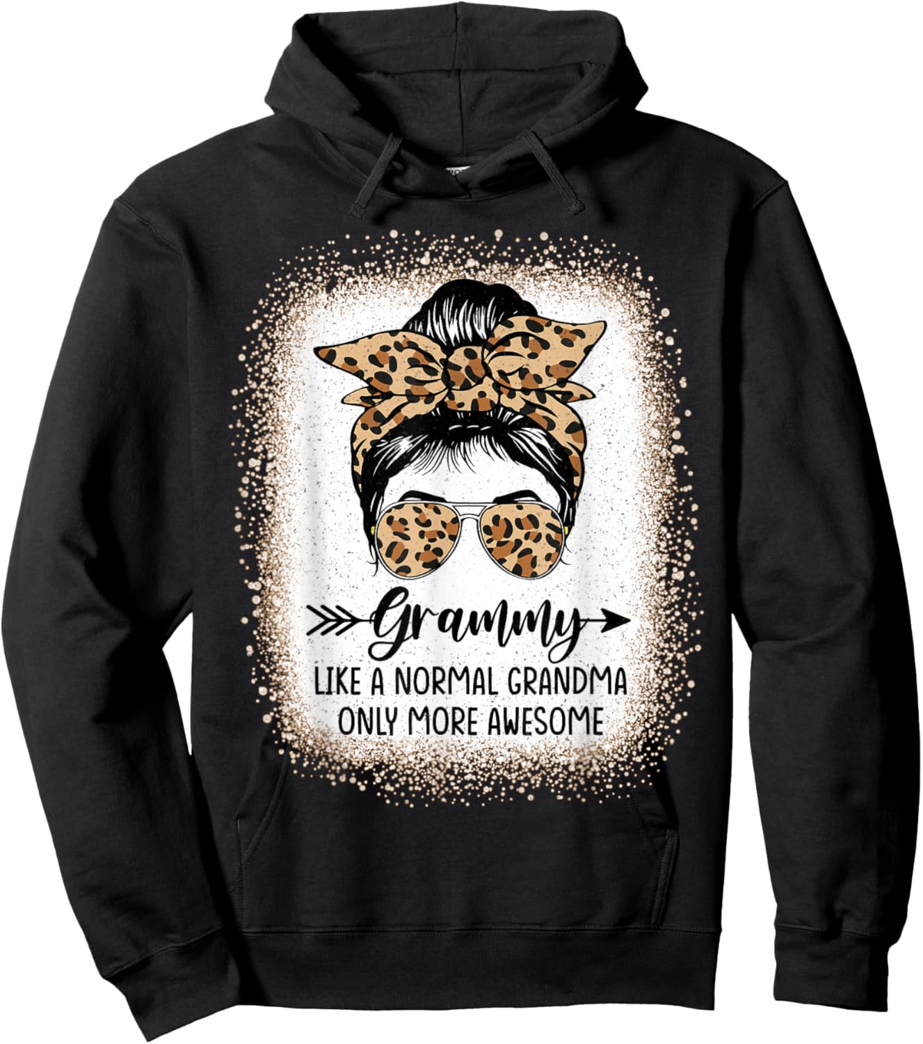 Grammy Like A Normal Grandma Only More Awesome Messy Bun Hoodie - Hoodie | Black