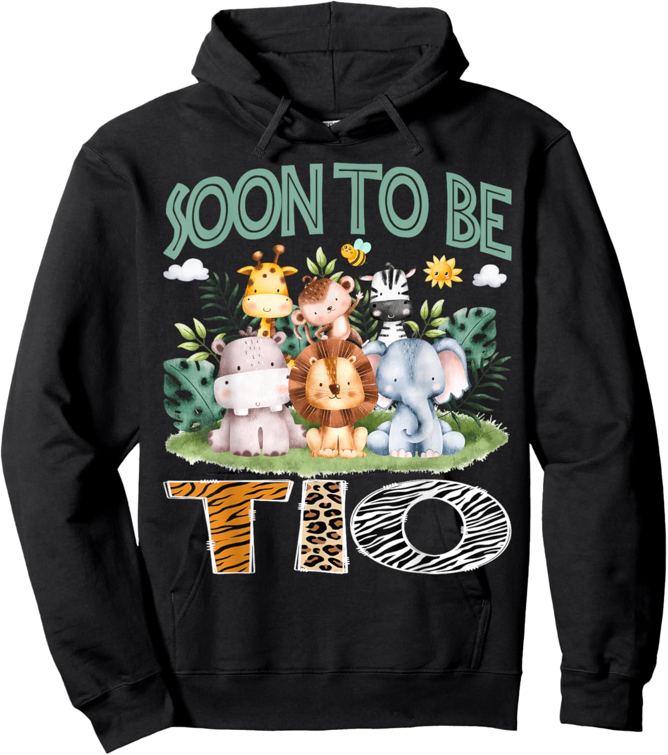 Soon To Be Tio Animal Safari Jungle Gender Reveal Hoodie - Hoodie | Black