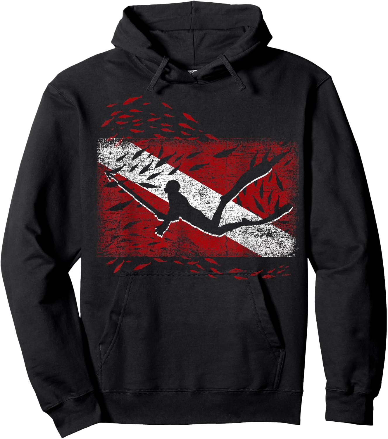 Diving Flag Fishing Spear Fisherman Gift Spearfishing Hoodie - Hoodie | Black