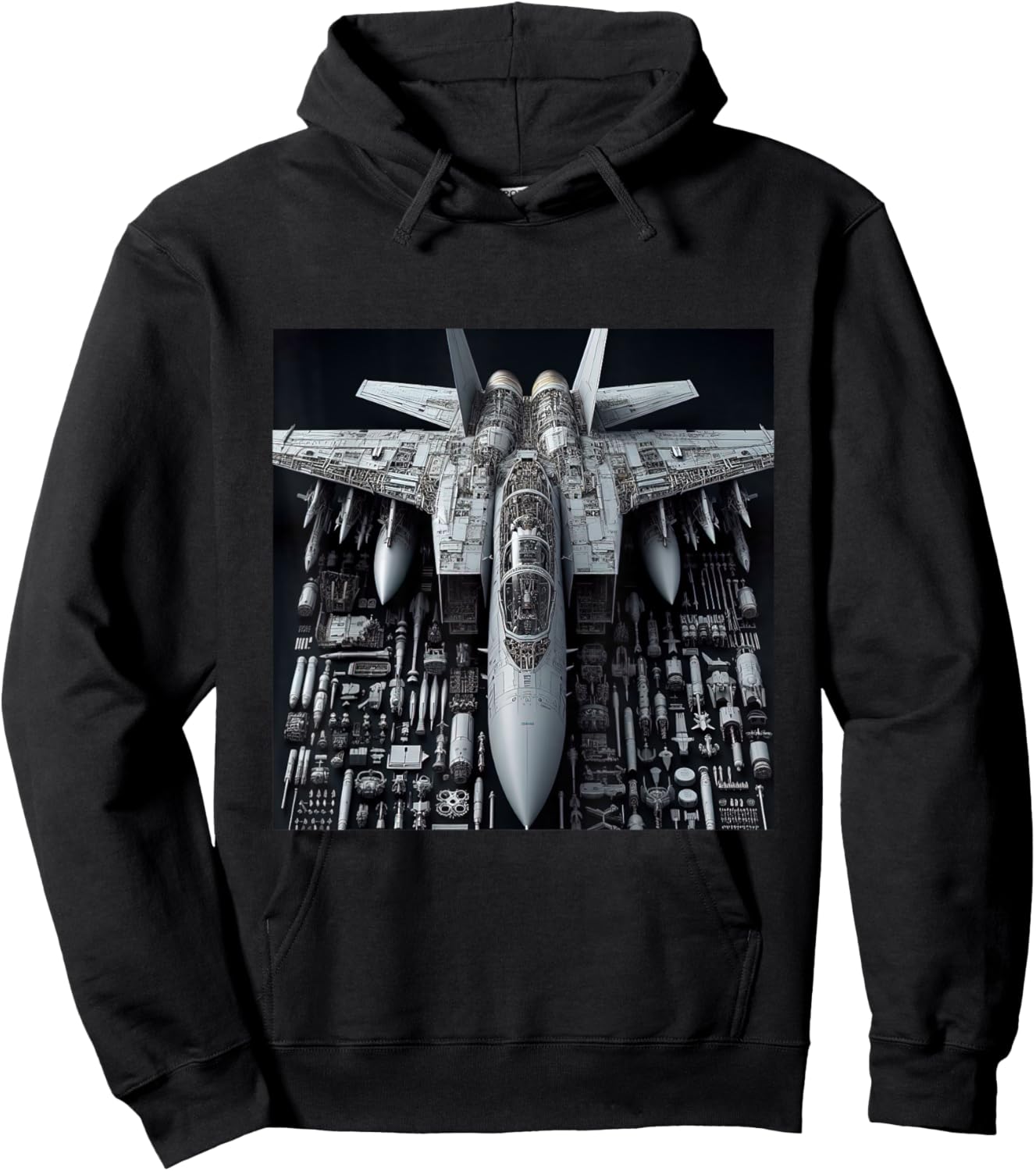 F-14 Tomcat Fighter Jet Assembly Blueprint Military Aviation Hoodie - Hoodie | Black