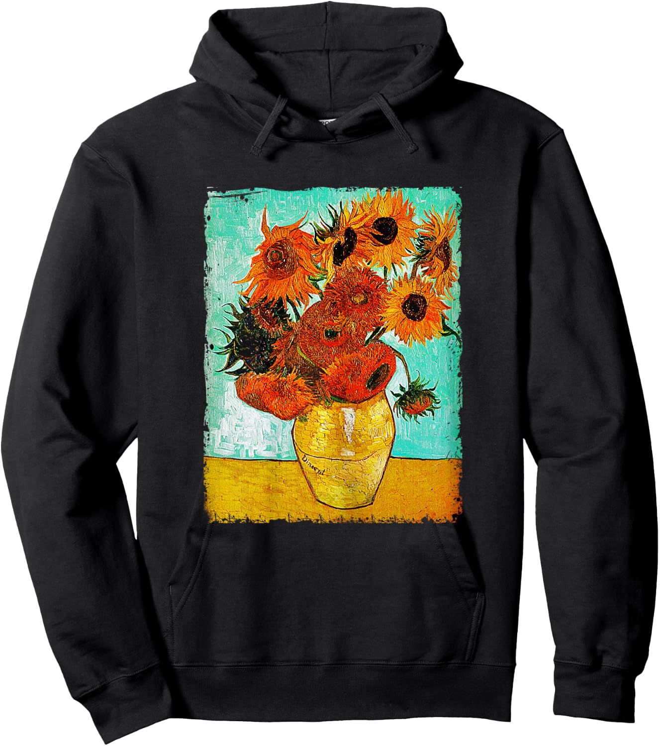 Van Gogh Sunflowers T Shirt Vintage Floral Painting Gif Hoodie - Hoodie | Black