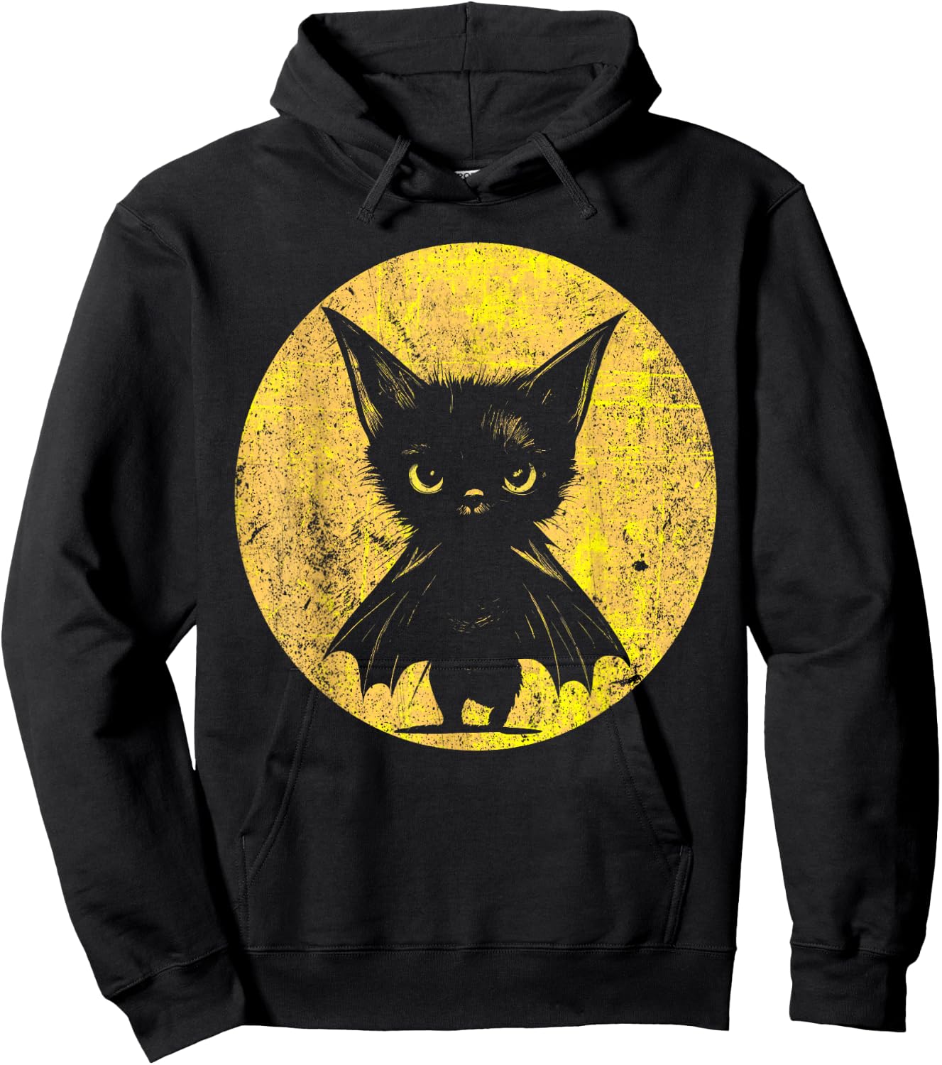 Halloween: Grumpy Black Kitten In Bat Costume Hoodie - Hoodie | Black