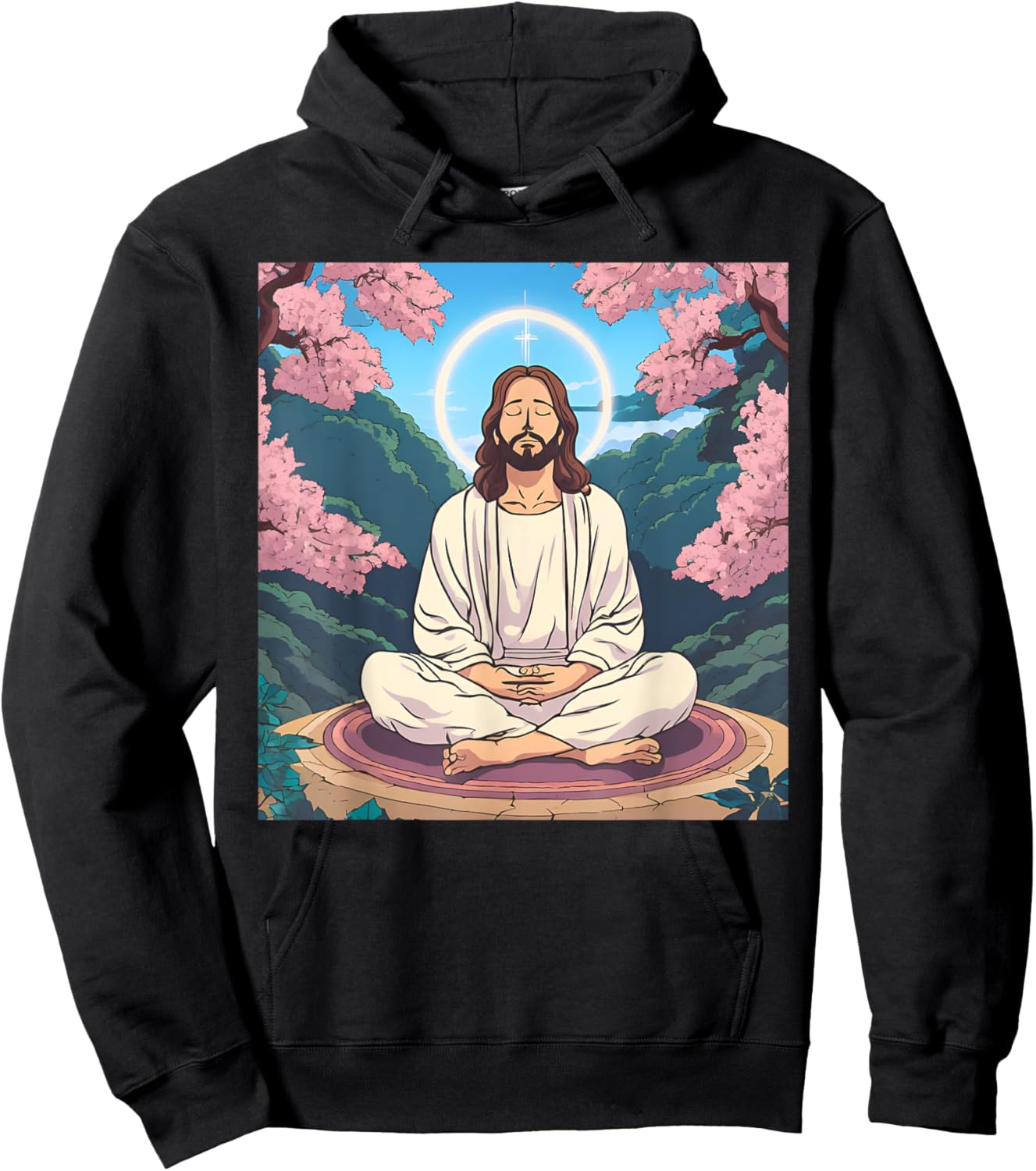 Jesus Meditating As A Buddhist Monk Meditation Anime Hoodie - Hoodie | Black
