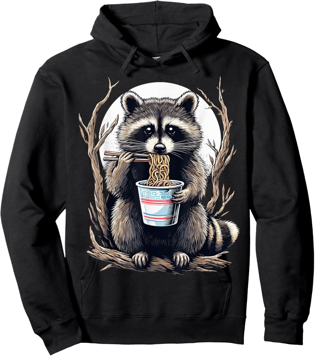 Raccoon Eating Instant Noodle Cup Funny Gifts Men Hoodie - Hoodie | Black