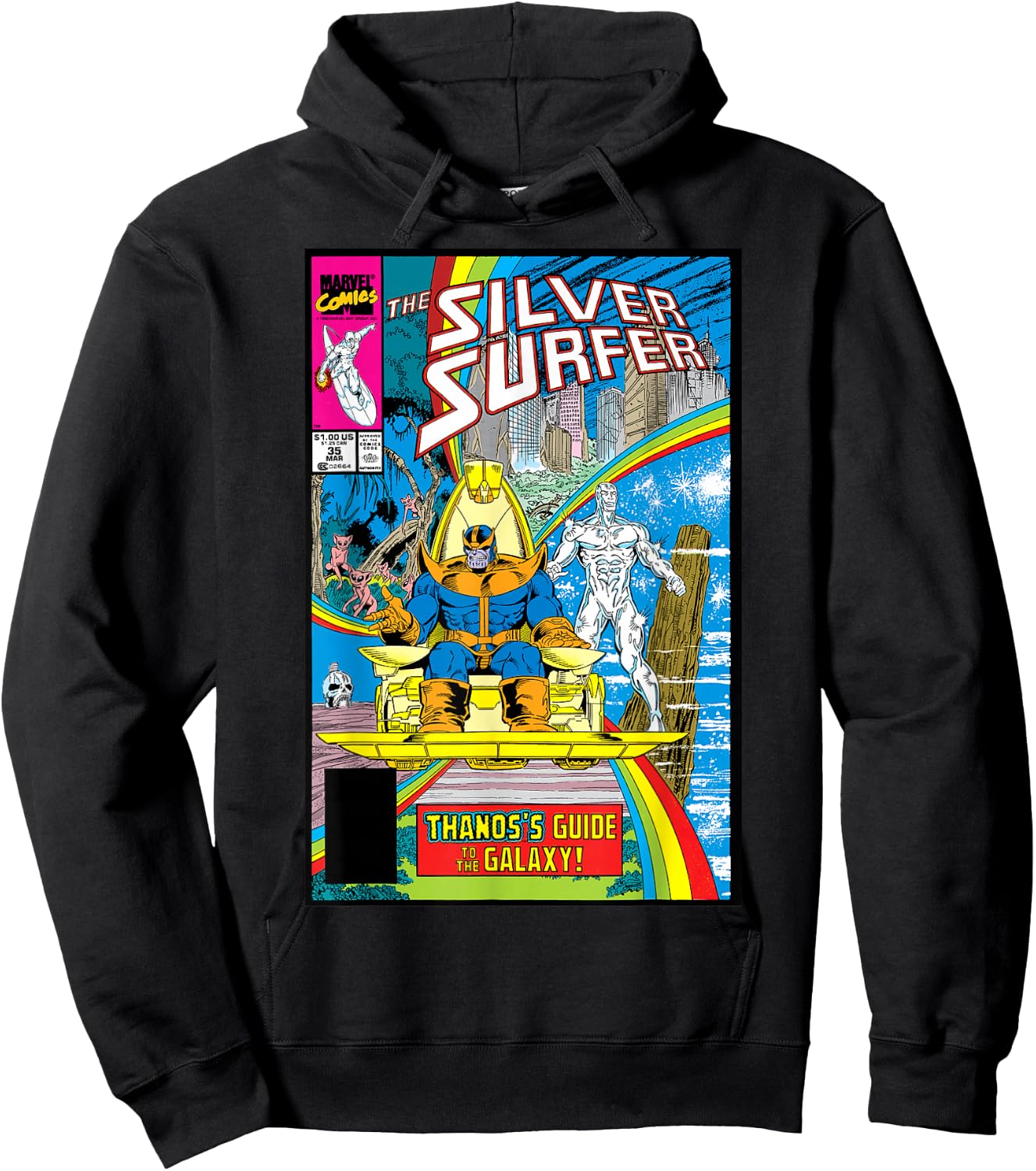 Marvel Silver Surfer Rainbow Thanos's Guide Comic Cover Hoodie - Hoodie | Black