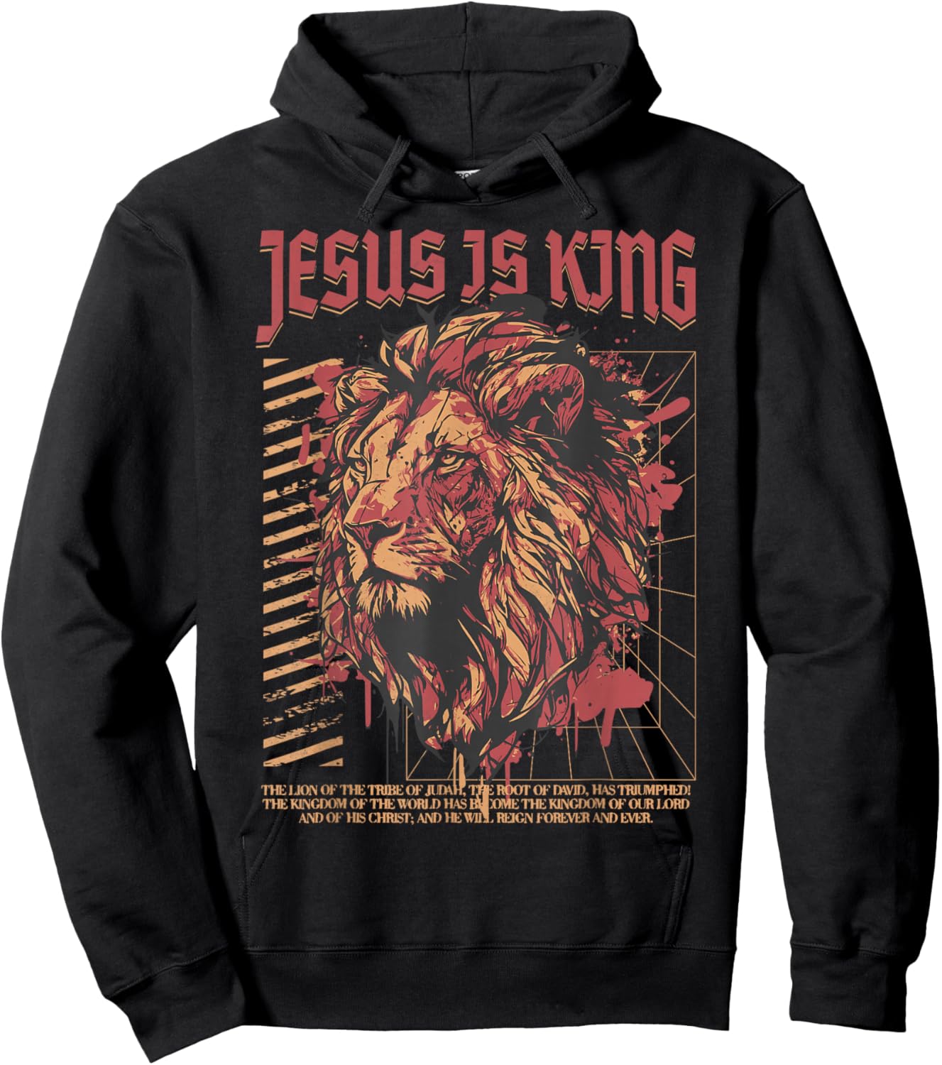 Jesus is King Christian Lion Bible Scripture Faith Quote Hoodie - Hoodie | Black