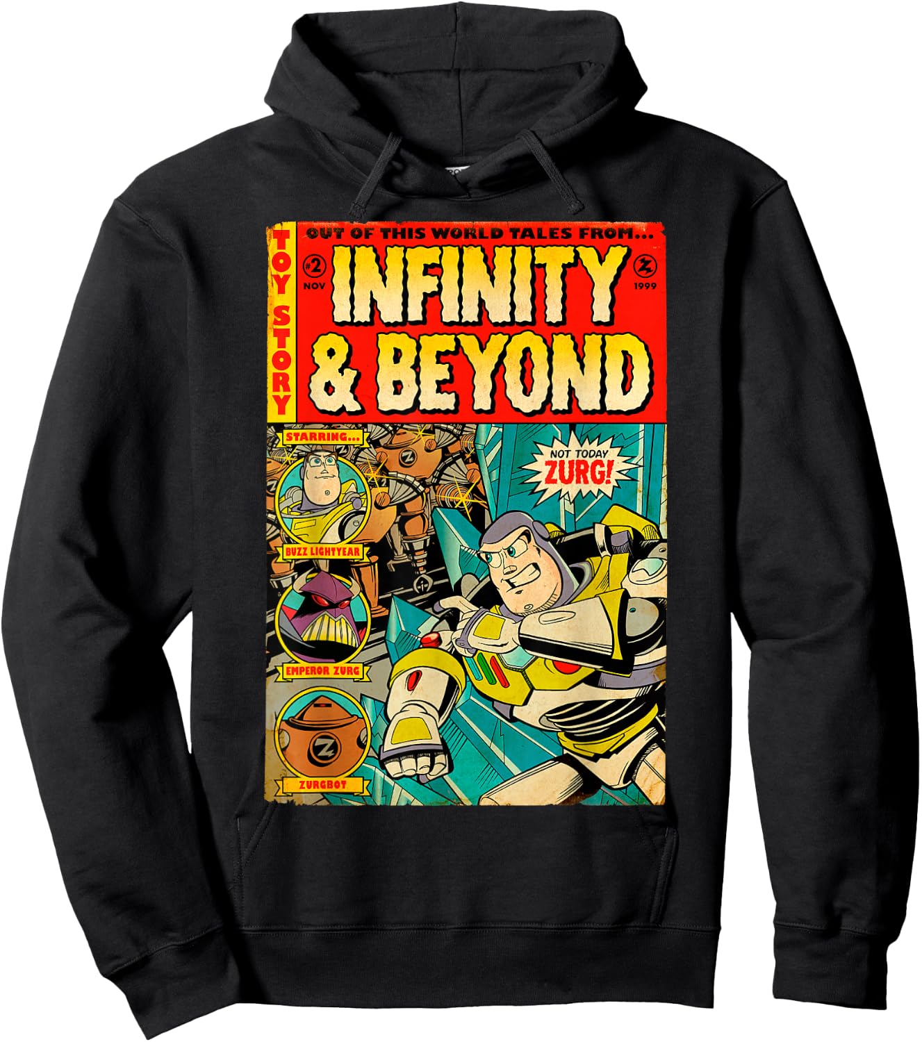 Disney Pixar Toy Story Buzz Lightyear Retro Comic Book Hoodie - Hoodie | Black