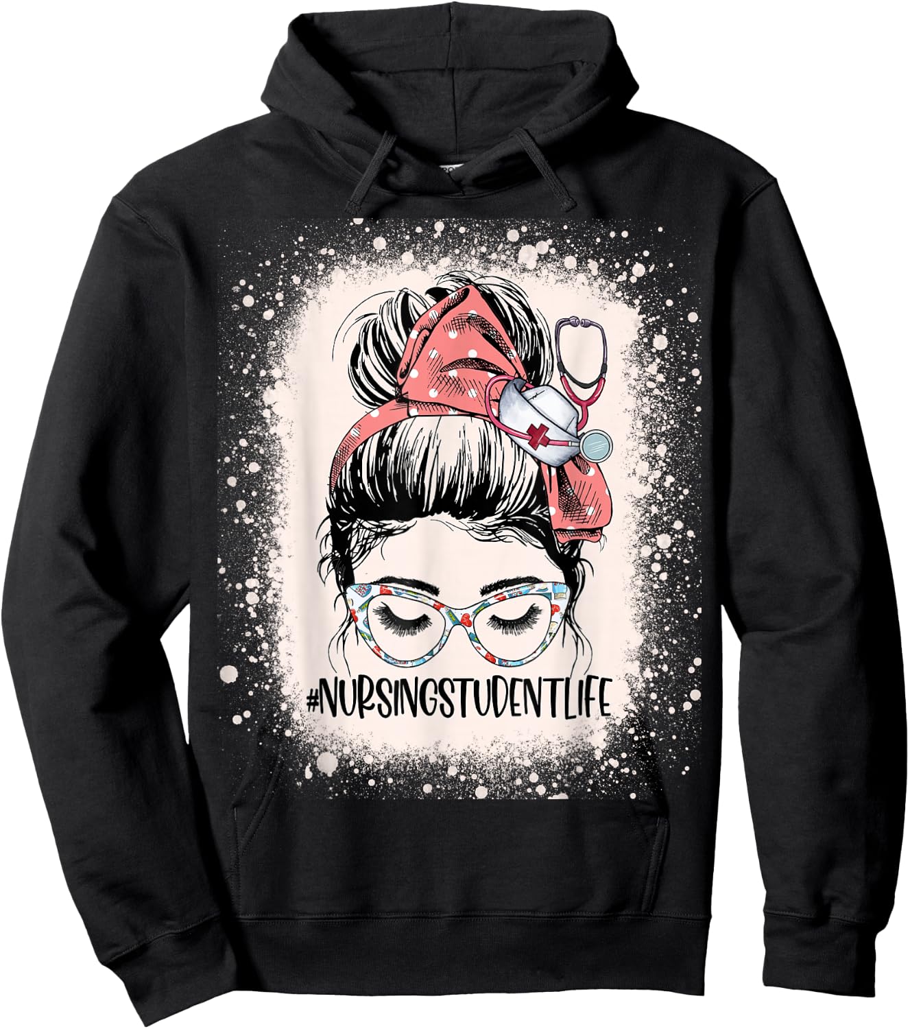 Funny Messy Bun School Student Nurse Life Future Nurse Hoodie - Hoodie | Black