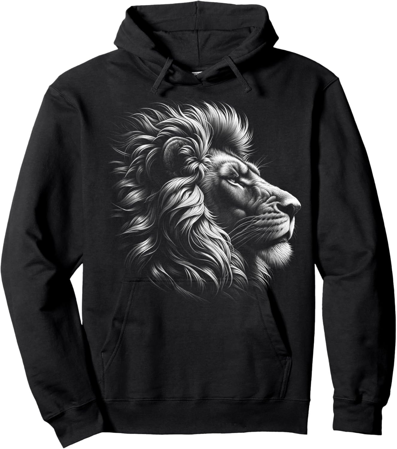 Lion Head - Cool Portrait of a Proud Lion Hoodie - Hoodie | Black