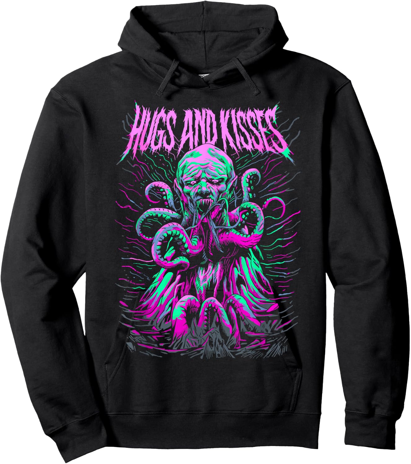 Hug and Kisses Blegh Deathcore Metalcore Ironic Hoodie - Hoodie | Black