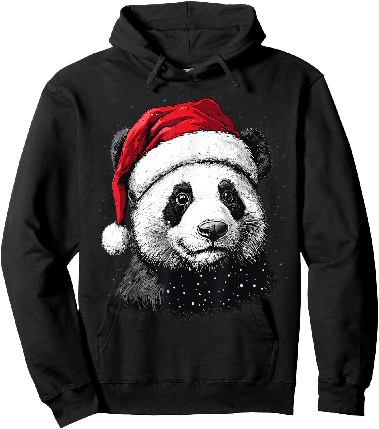 Panda Santa Hat Funny Panda Lovers Christmas Xmas Pajama Hoodie - Hoodie | Black