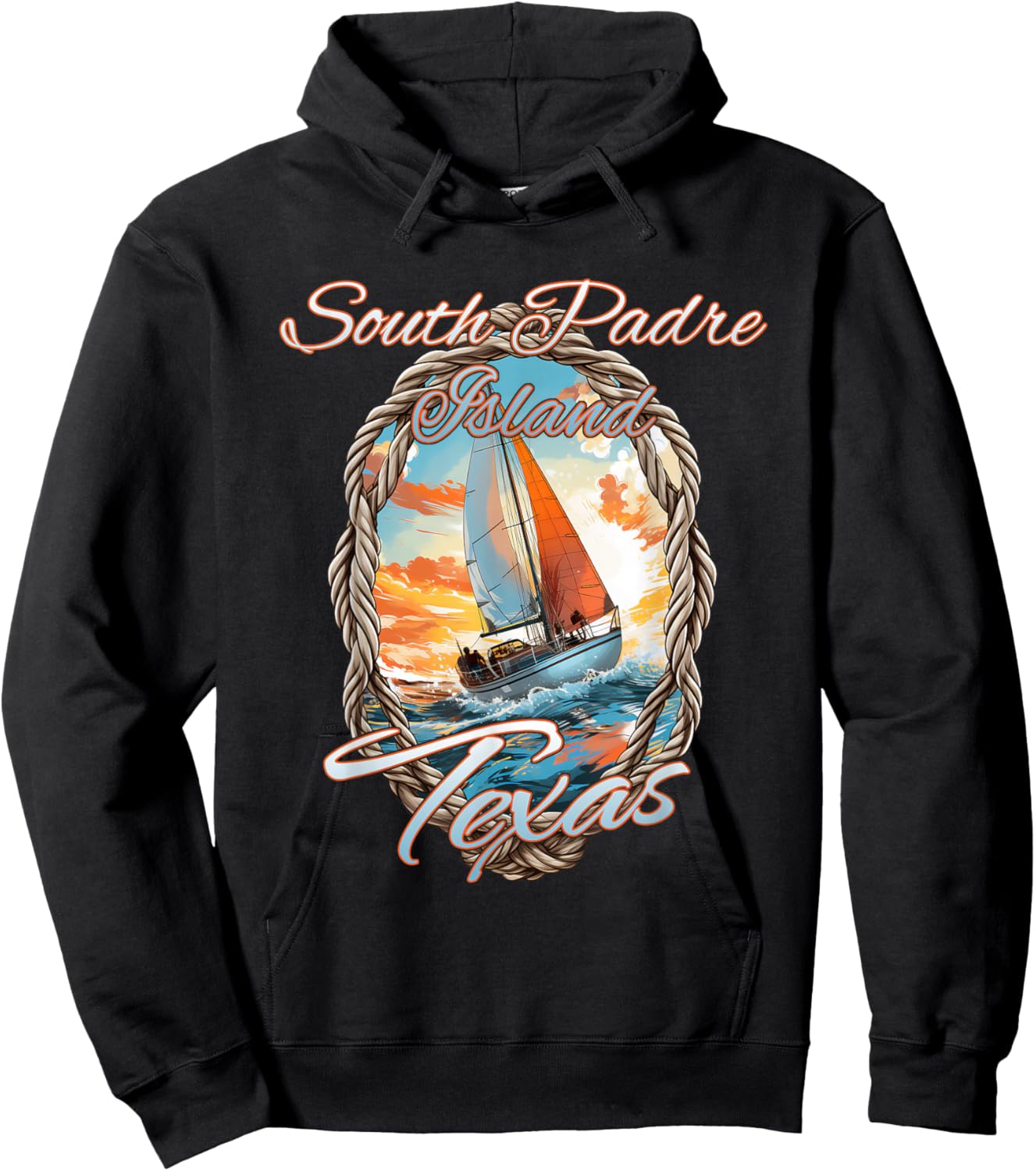 Sailing South Padre Island Texas Sea and Sunshine Hoodie - Hoodie | Black