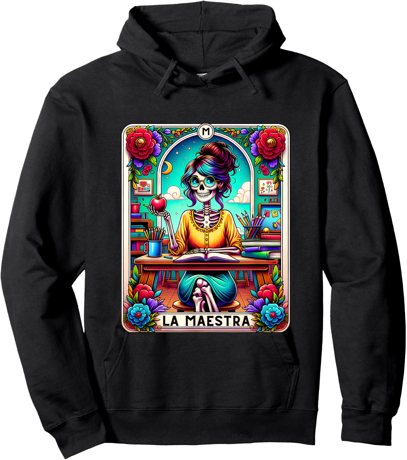 La Maestra Tarot Card Funny Spanish Teacher Mexican Latina Hoodie - Hoodie | Black