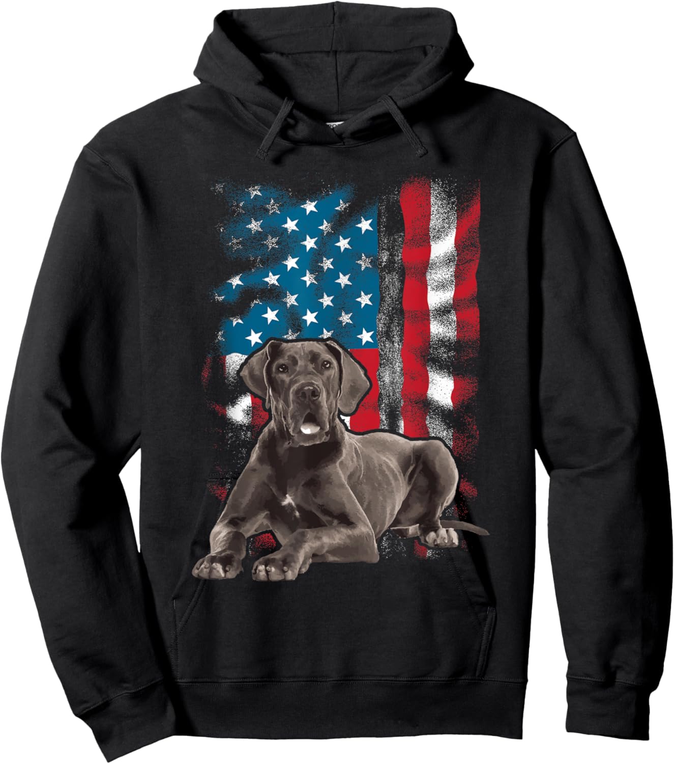 USA American Flag Great Dane - Dog Lover Puppy Trainer Hoodie - Hoodie | Black