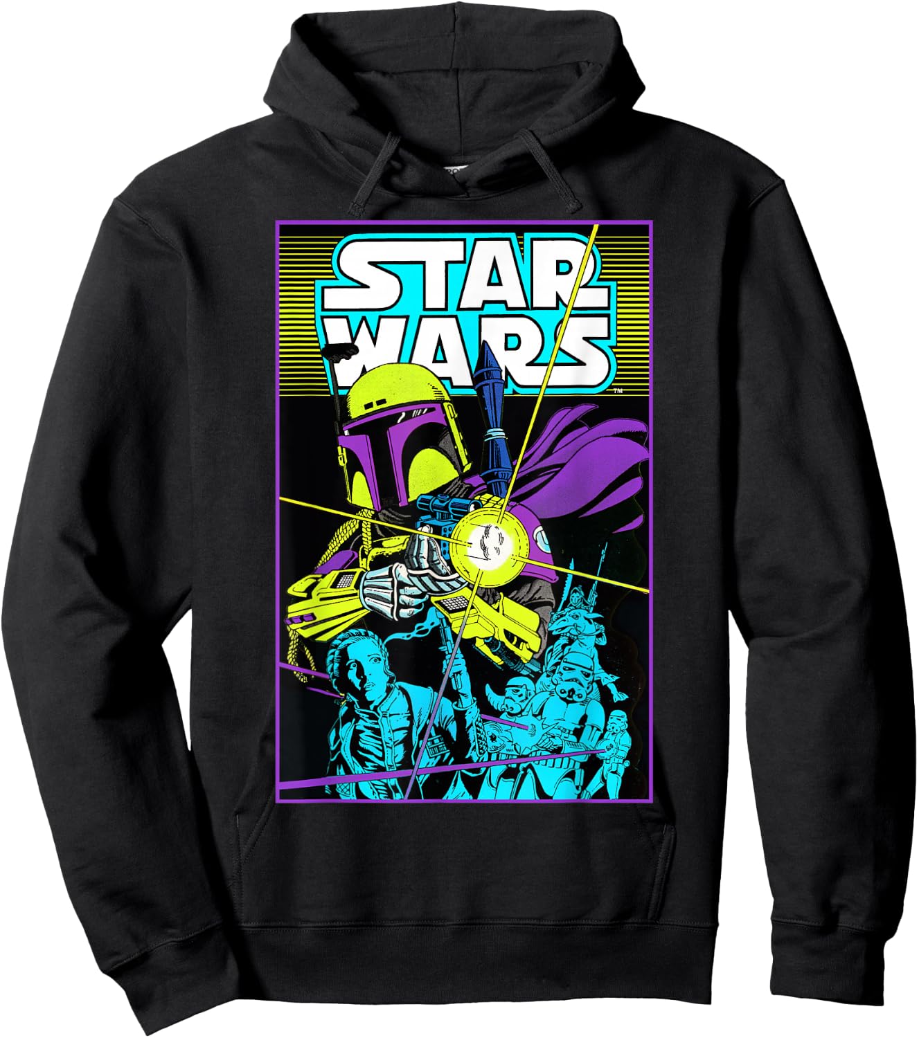 Star Wars Boba Fett Neon Blaster Poster Hoodie - Hoodie | Black