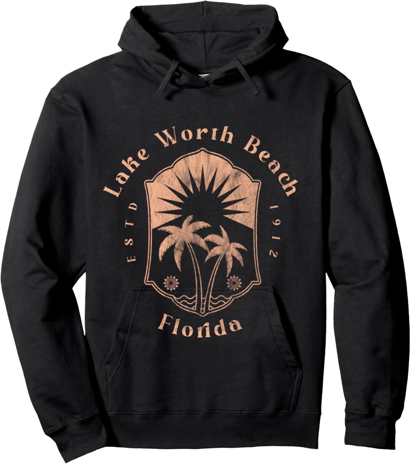 Lake Worth Beach Florida Retro Surfer Vintage Beach Hoodie - Hoodie | Black