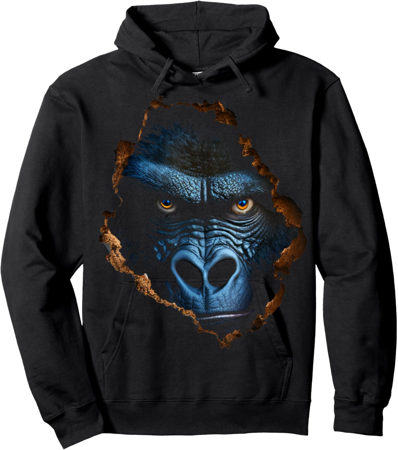 Gorilla Face Wall Animal Print Art Animal Lover Gorilla Hoodie - Hoodie | Black