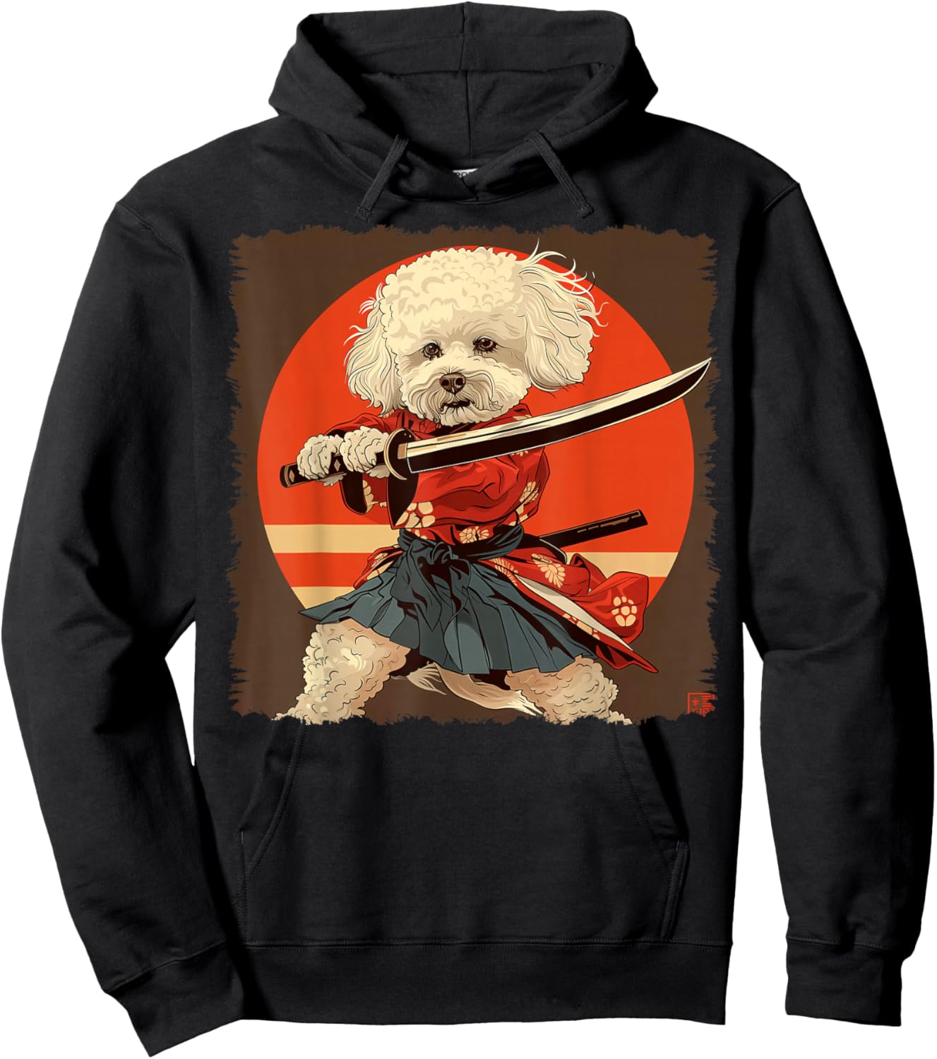 Bichon Frise Dog Japanese Art Samurai Ukiyo-e Vintage Hoodie - Hoodie | Black