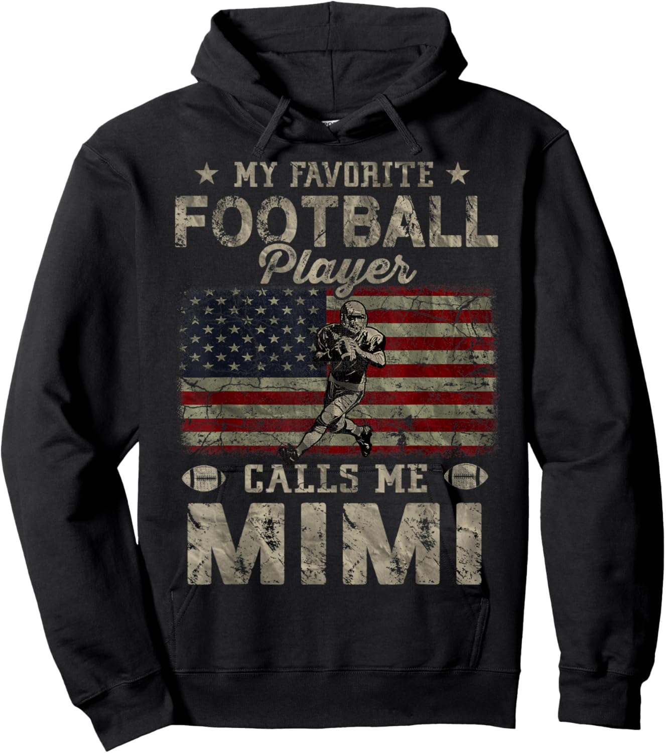 My Favorite Football Player Calls Me Mimi Mother's Day Hoodie - Hoodie | Black