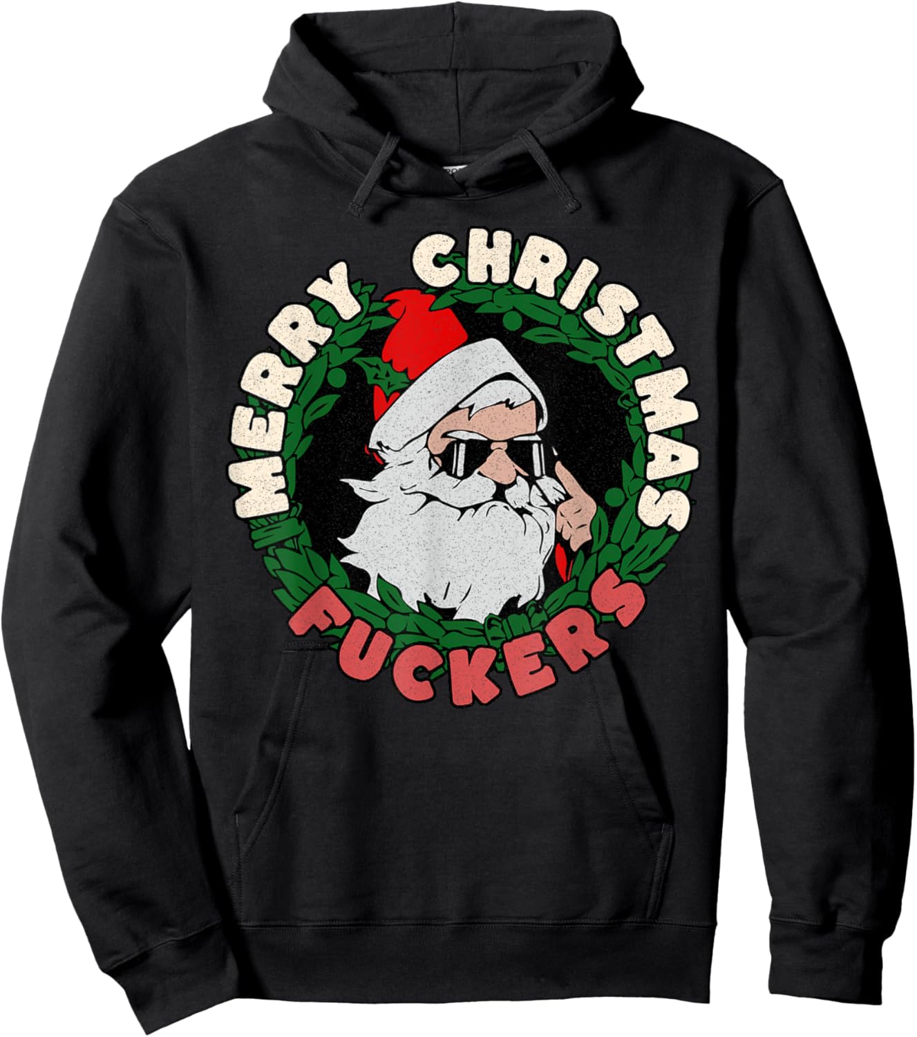 Santa Merry Christmas Fuckers Hoodie - Hoodie | Black