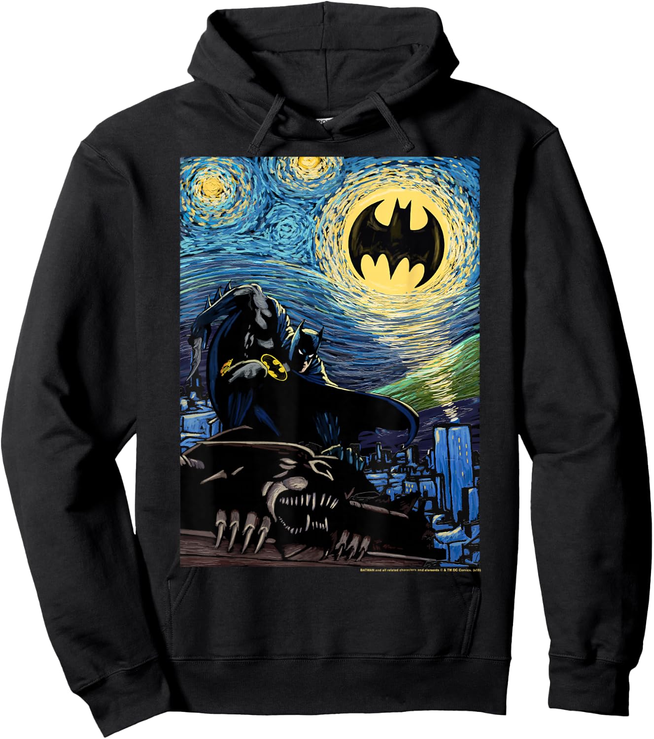 DC Comics Batman The Dark Knight Starry Night Style Poster Hoodie - Hoodie | Black