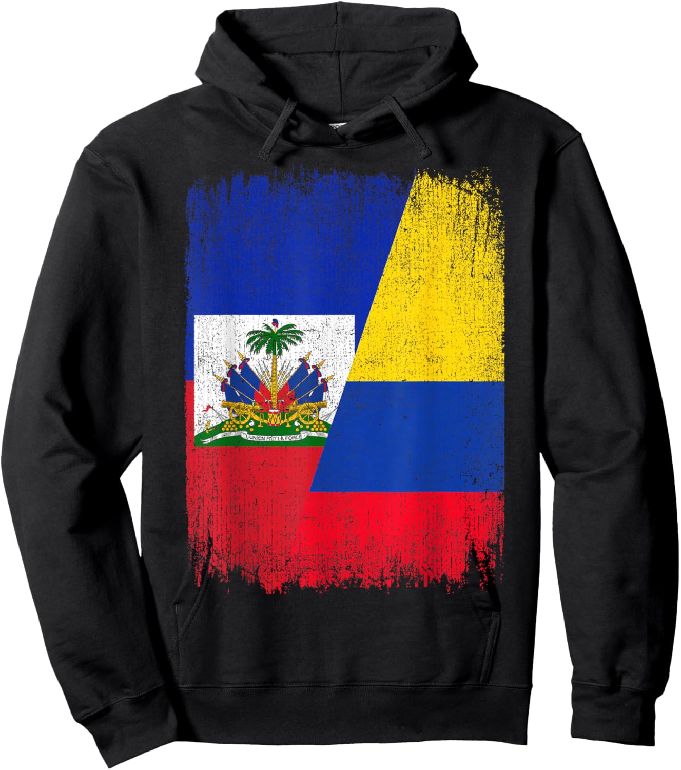 Half Haiti Colombia Flag Haitian Colombian Pride Roots Hoodie - Hoodie | Black