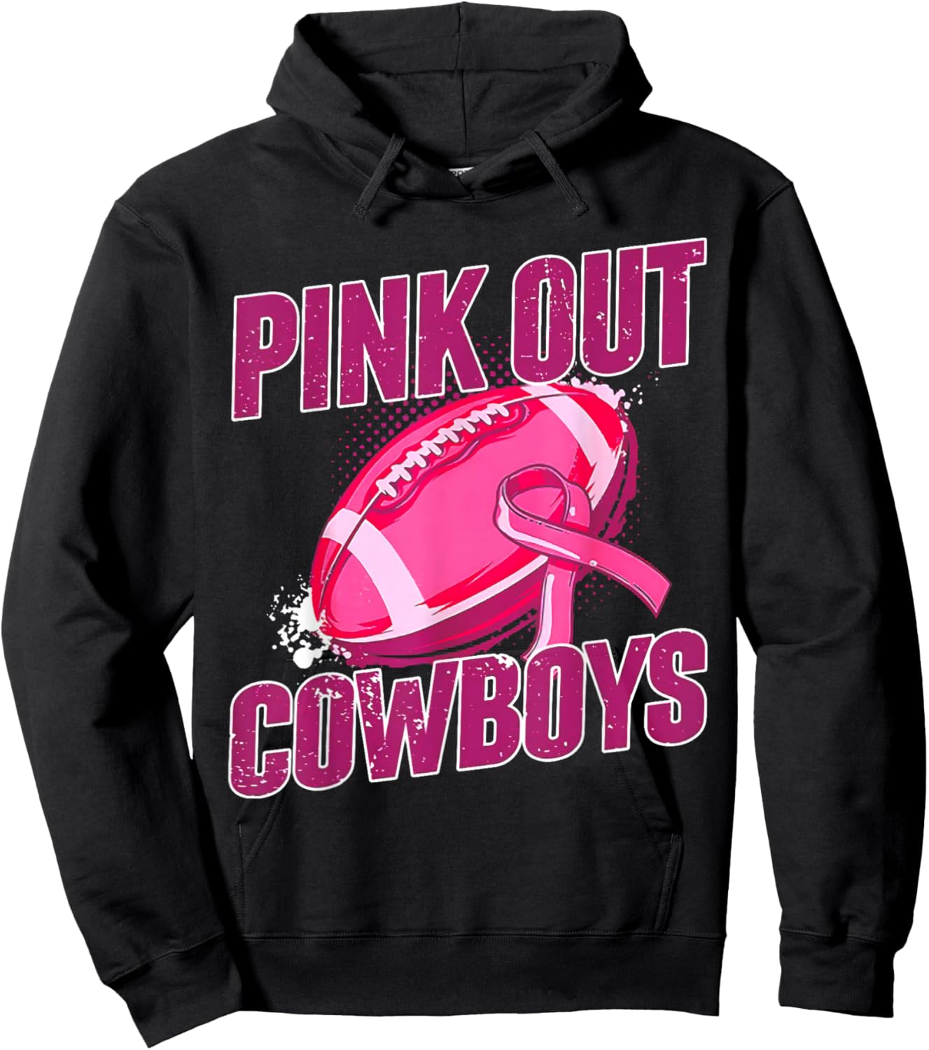 Cowboys Pink Out Football Tackle Breast Cancer Hoodie - Hoodie | Black