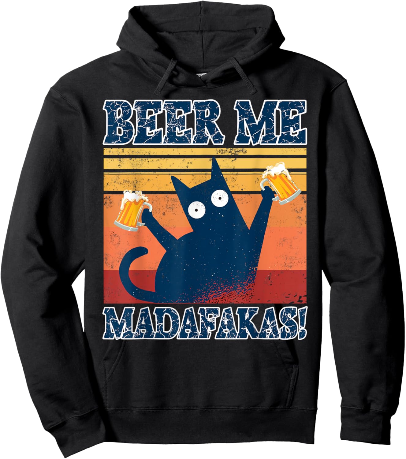 Beer Me Madafaka's Funny Cat With Beer Women Hoodie - Hoodie | Black
