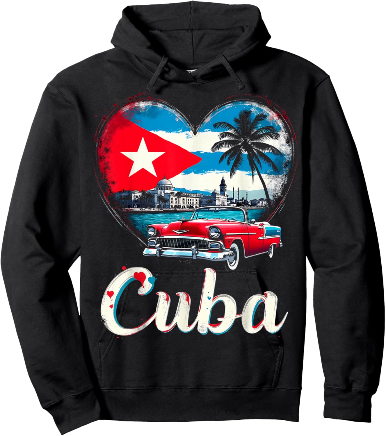 Cuba Heart Love Hoodie - Hoodie | Black