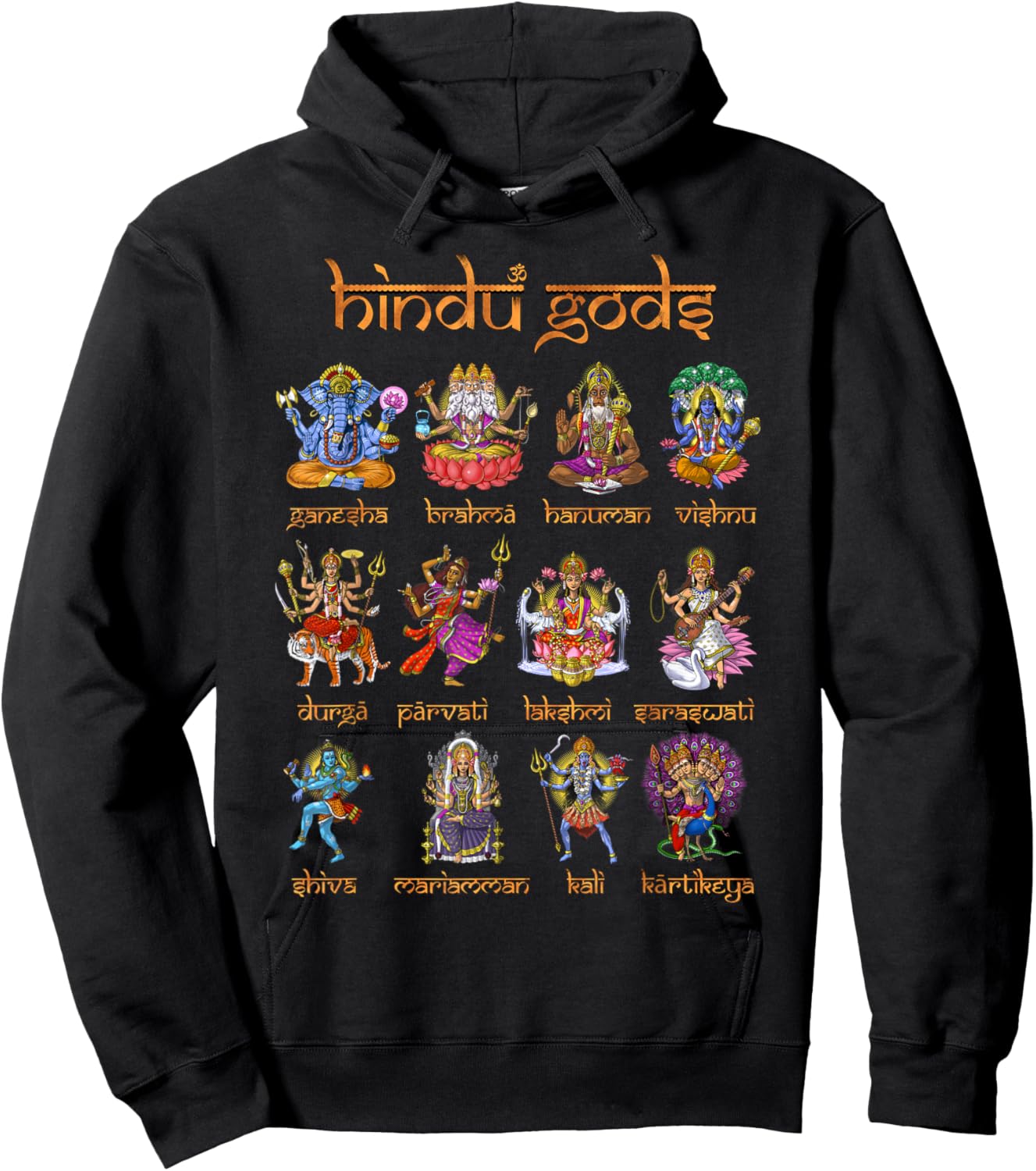 Hindu Gods Shiva Ganesha Hanuman Hinduism Goddess Kali Hoodie - Hoodie | Black