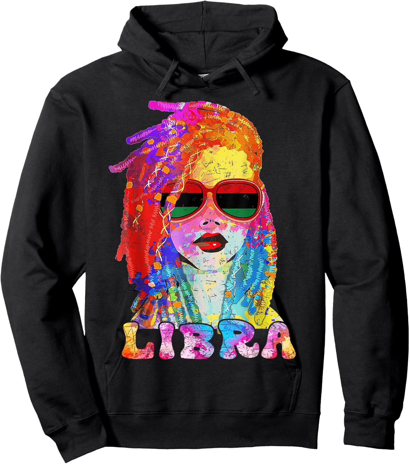 Libra Girl Loc'd Hair Art Zodiac Birthday Black Woman Hoodie - Hoodie | Black