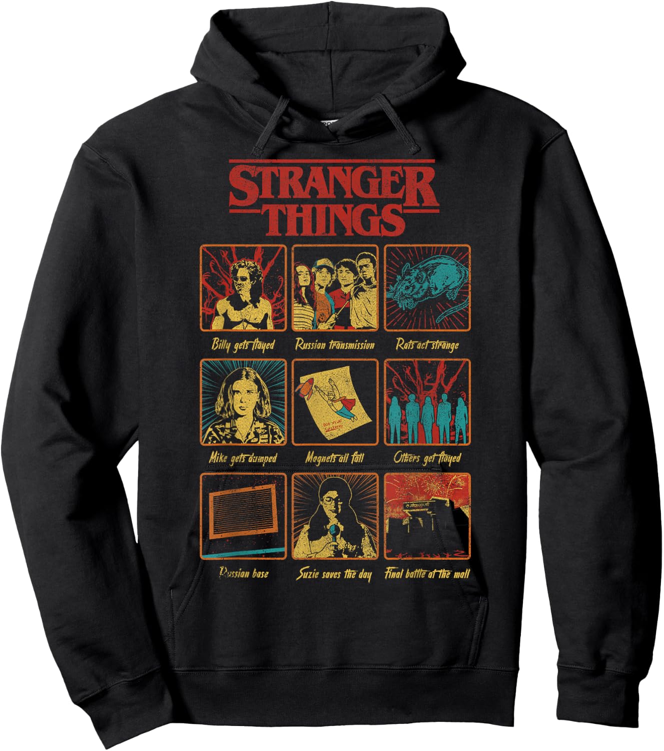 Stranger Things Season 3 Group Textbook Boxes Hoodie - Hoodie | Black