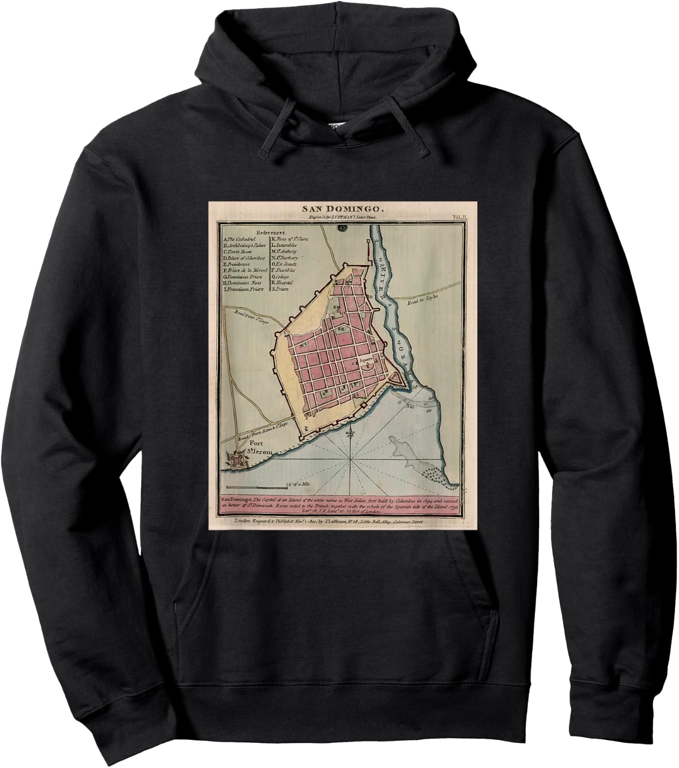 Santo Domingo Dominican Republic Map Hoodie - Hoodie | Black