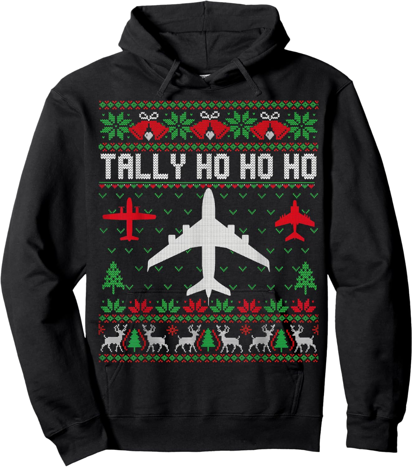 Spitfire Christmas Ugly Jumper Style Airplane Aircraft Plane Hoodie - Hoodie | Black