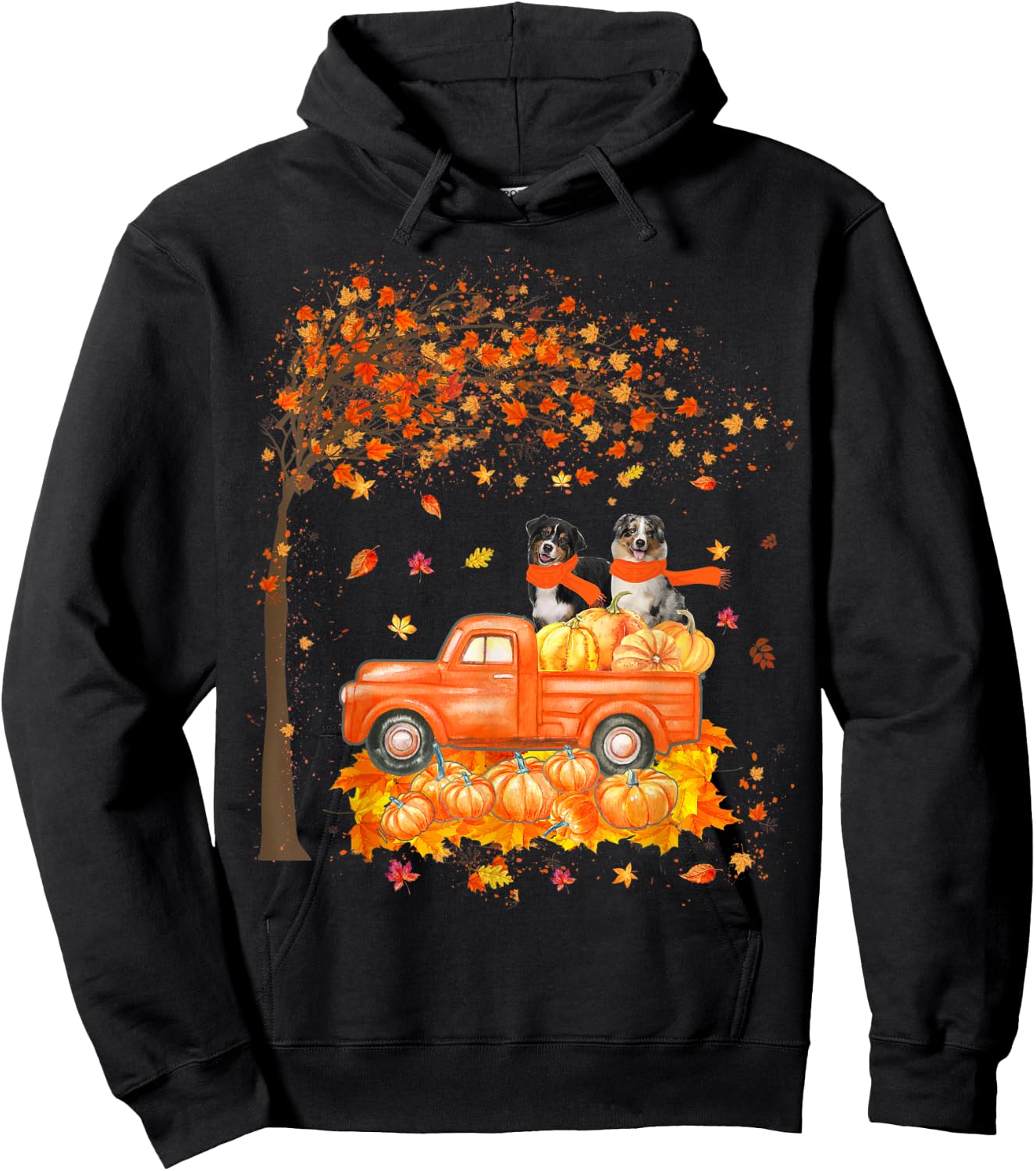 Australian Shepherd Riding On Truck Thanksgiving Dog Lover Hoodie - Hoodie | Black